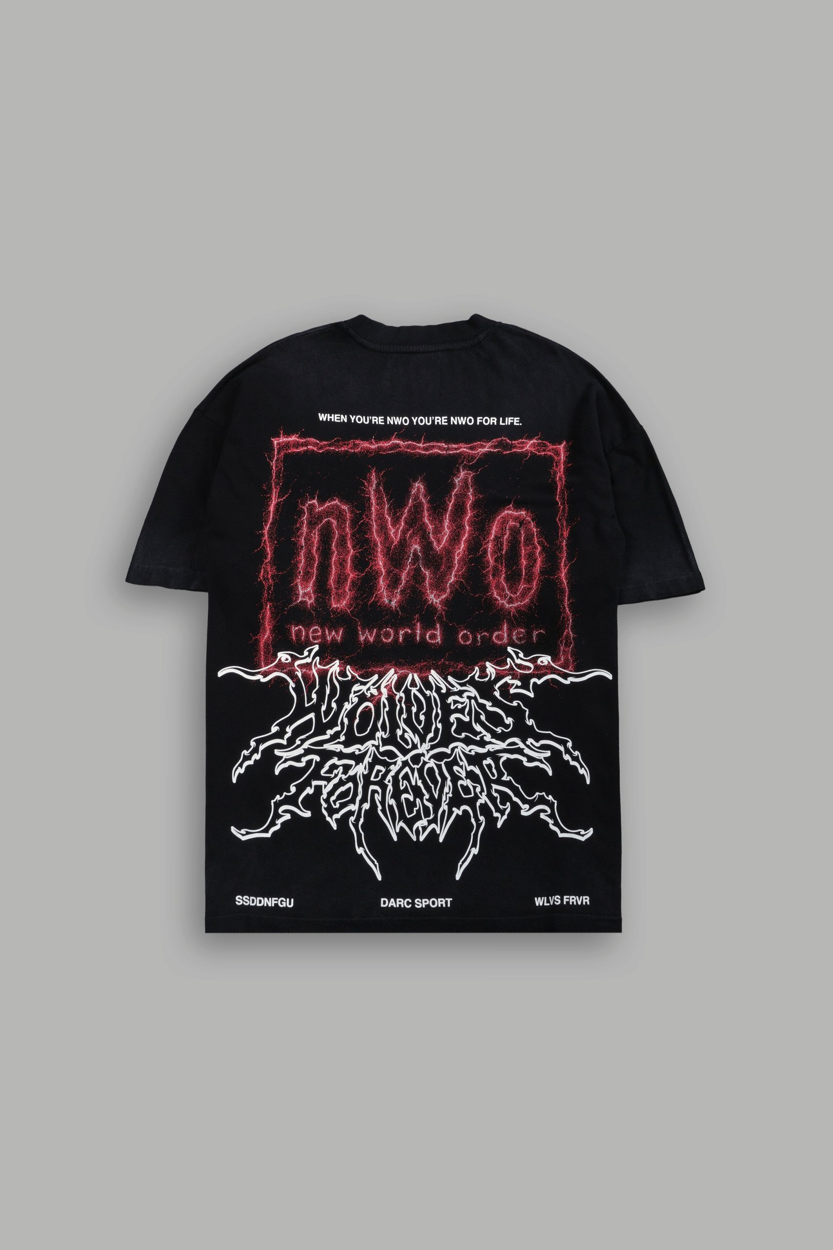 NWO Lightning Premium Oversized Tee in Black Drift Wash
