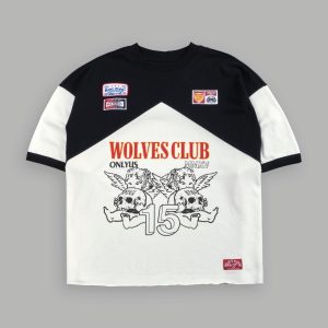 Darc Racer Grunge Mid Length Raw Hem Tee in Cream