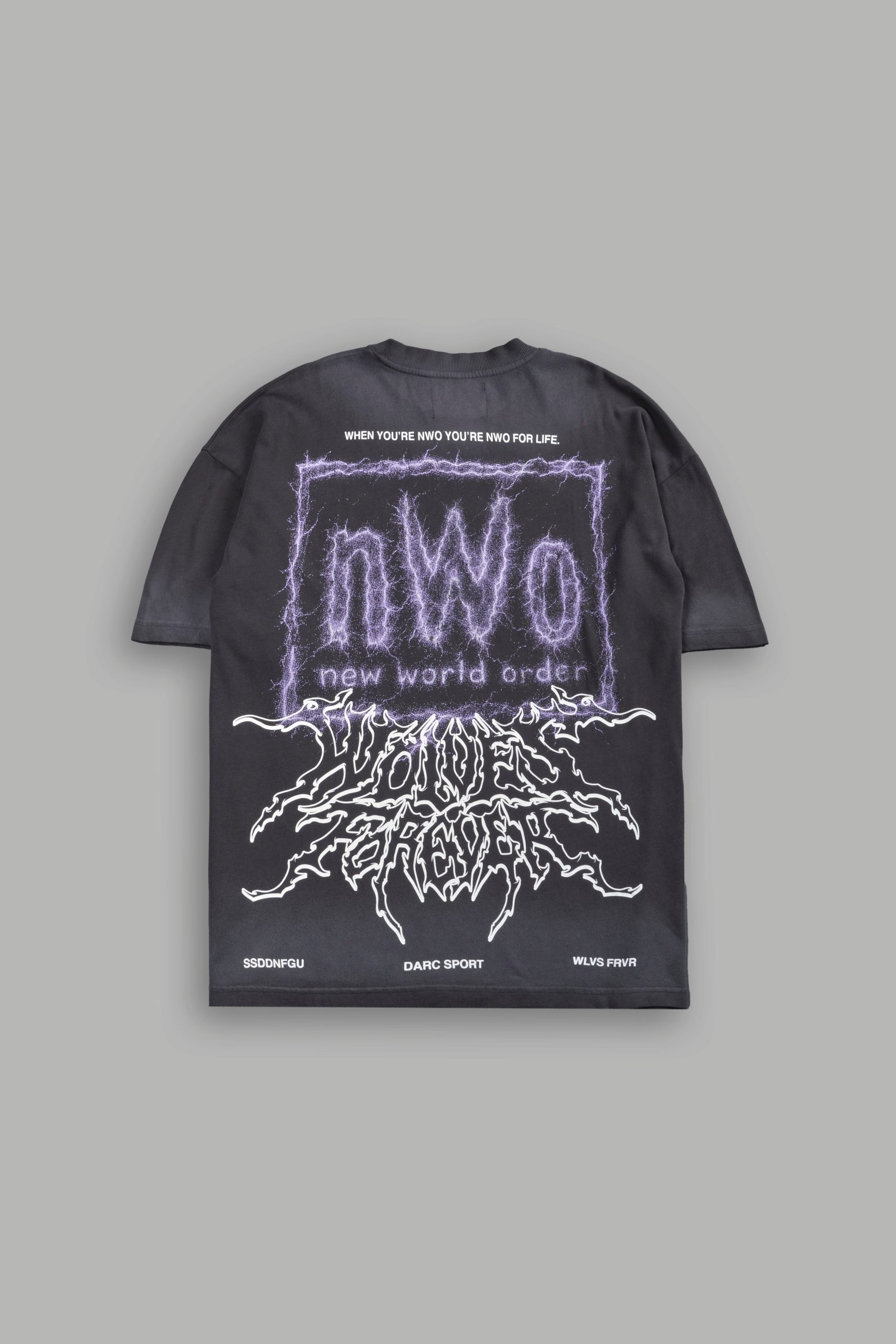 NWO Lightning Premium Oversized Tee in Wolf Gray Drift Wash