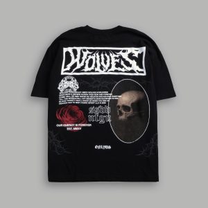 Skull Flower Premium Oversized Tee in Black