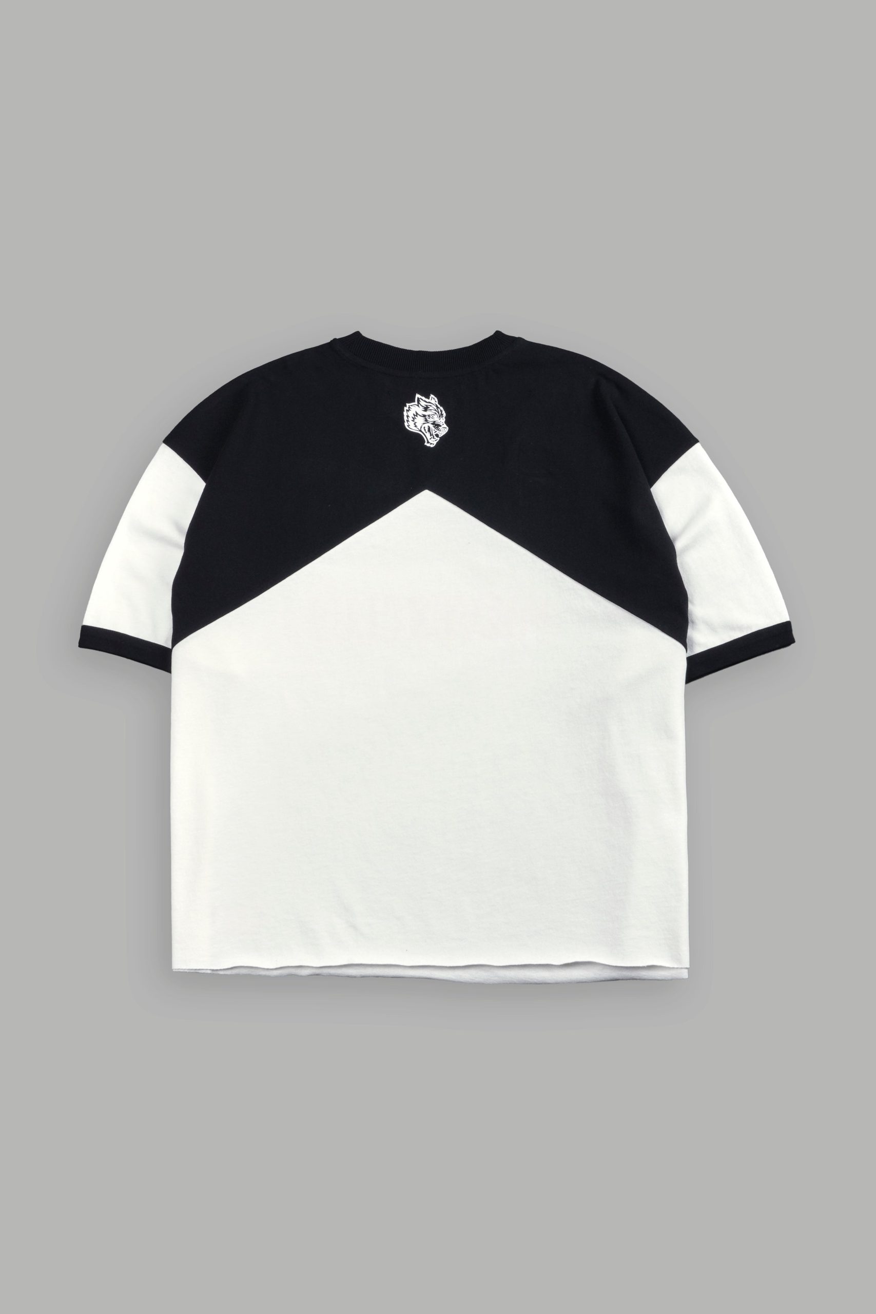 Darc Racer Grunge Mid Length Raw Hem Tee in Cream - Image 2