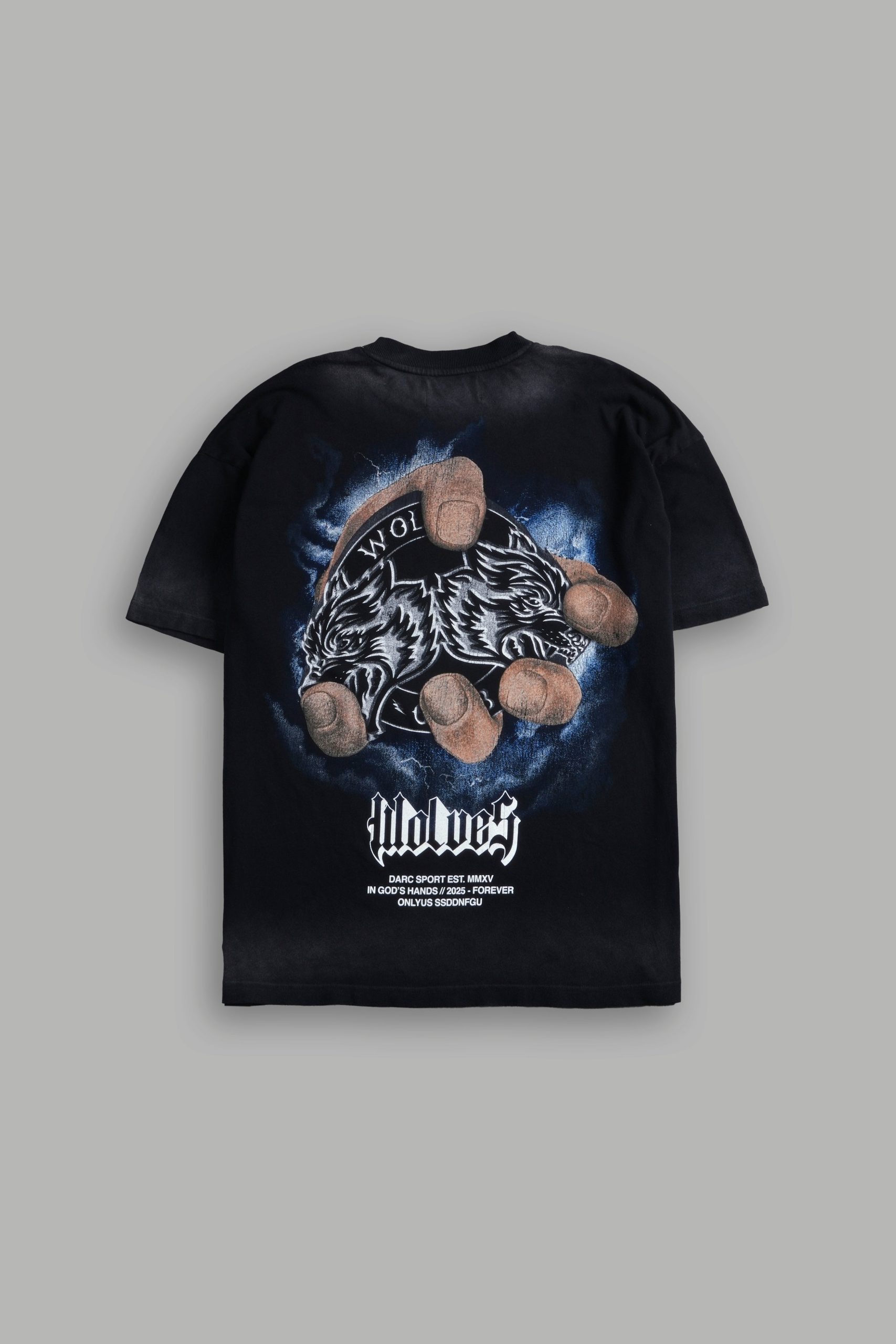 In God's Hands Premium Oversized Tee in Black Drift Wash
