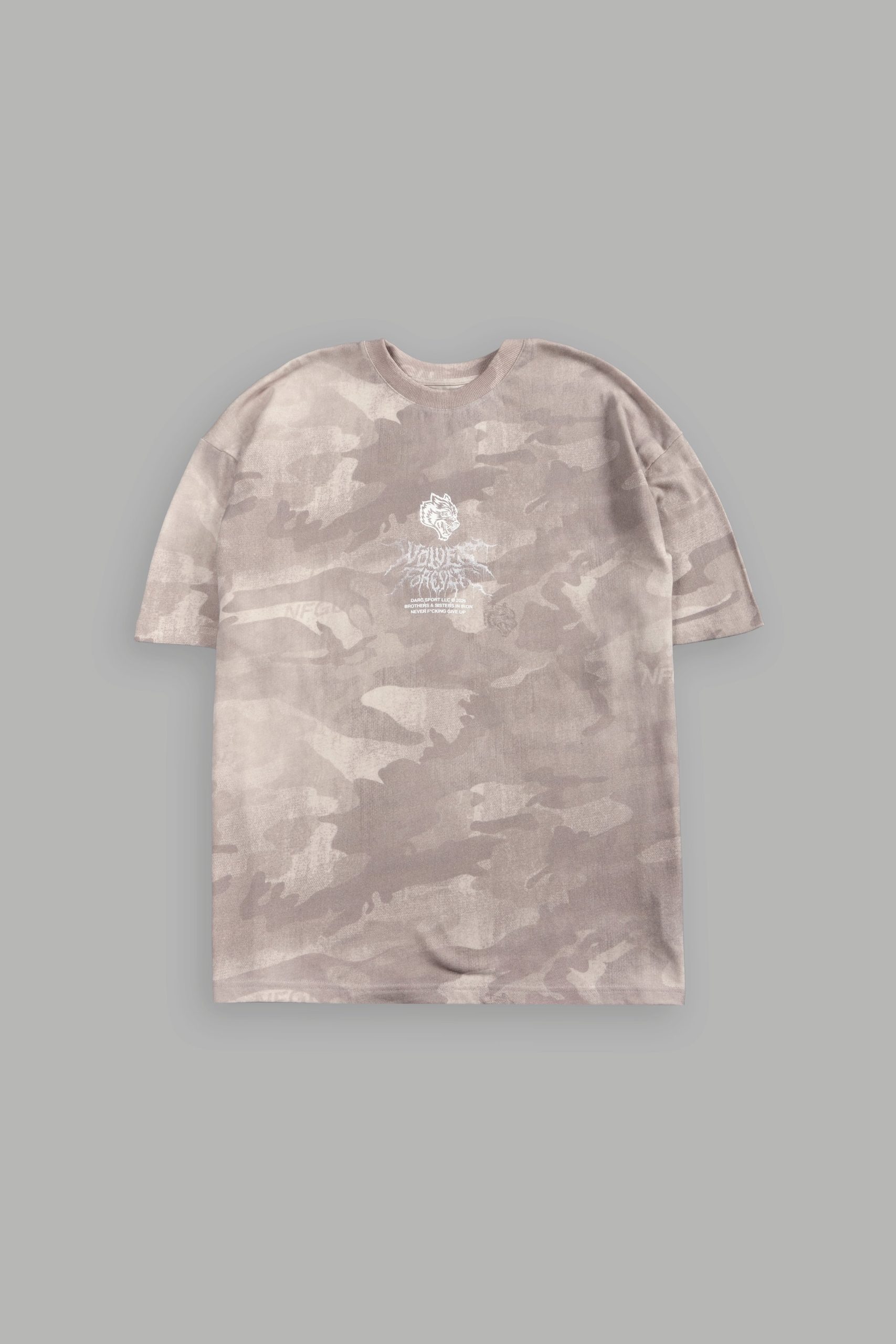 Drip Hesh WLVS FRVR Unisex Premium Oversized Tee in Clay Vintage Woodland Camo - Image 2