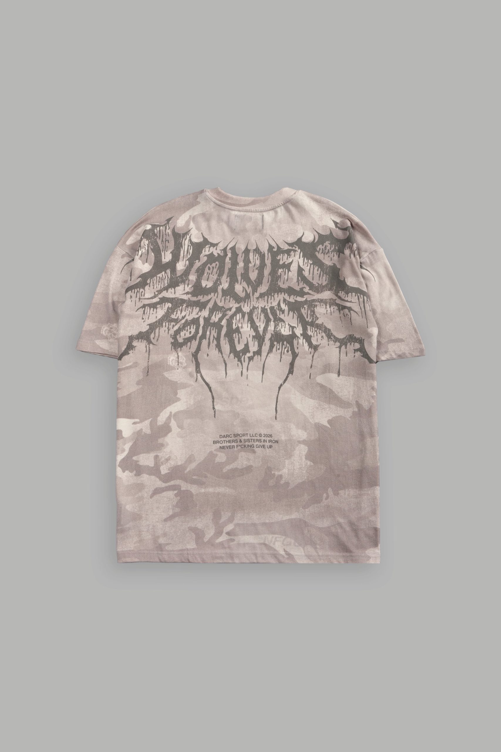 Drip Hesh WLVS FRVR Unisex Premium Oversized Tee in Clay Vintage Woodland Camo