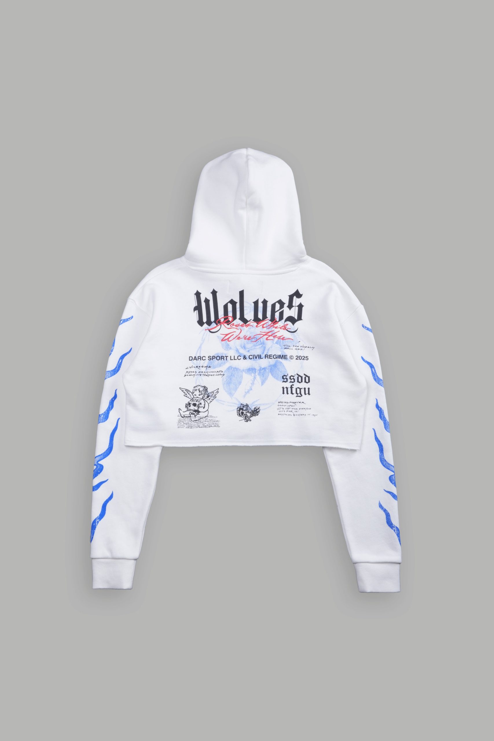 Infernal Bloom Pierce (Cropped) Hoodie in Cream - Image 5
