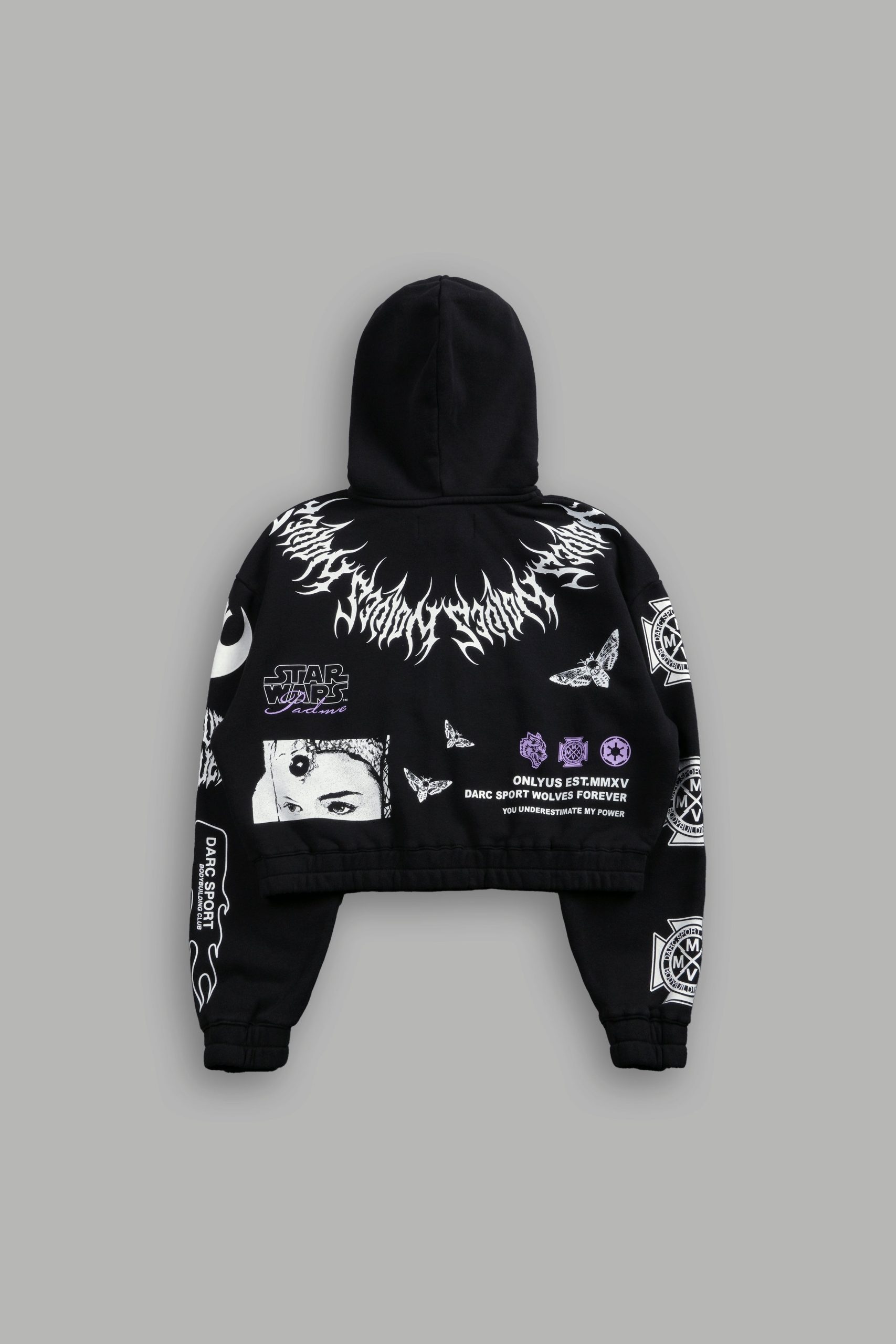 The Power Of The Dark Side Padme Chambers (Cropped) Zip Hoodie in Black - Image 4