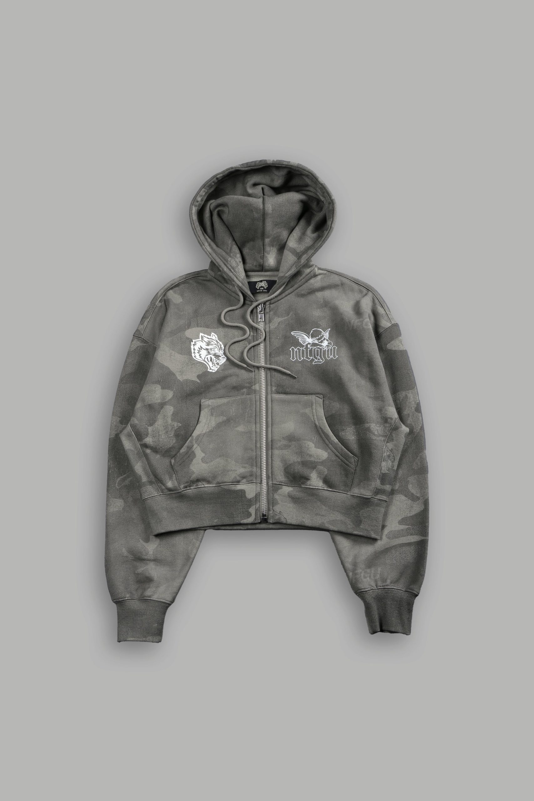 Cherub NFGU Sage Cropped Zip Hoodie in Lush Vintage Woodland Camo - Image 7