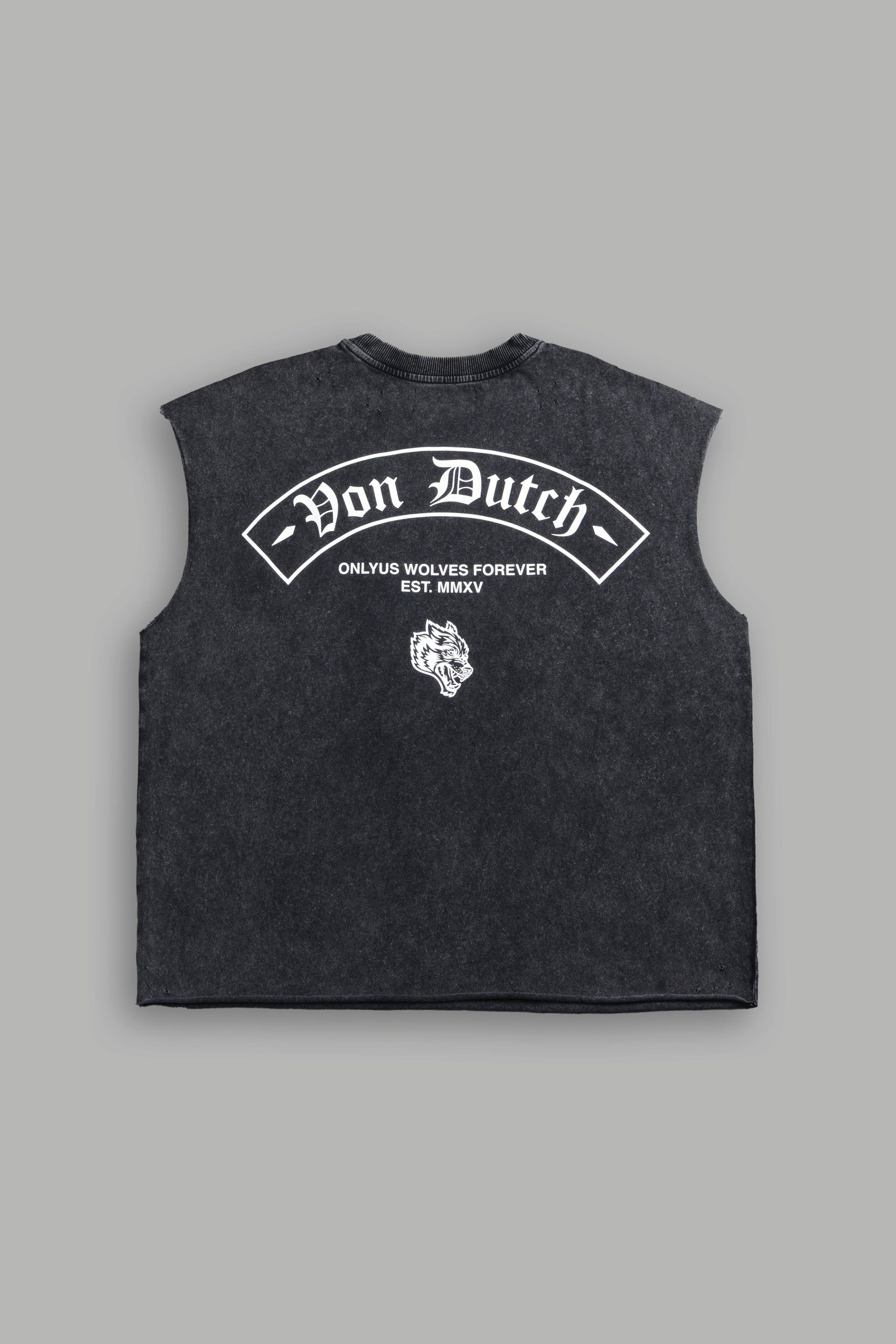 Darc Covenant Distressed Grunge Mid-Length Raw Hem Muscle Tee in Black - Image 3