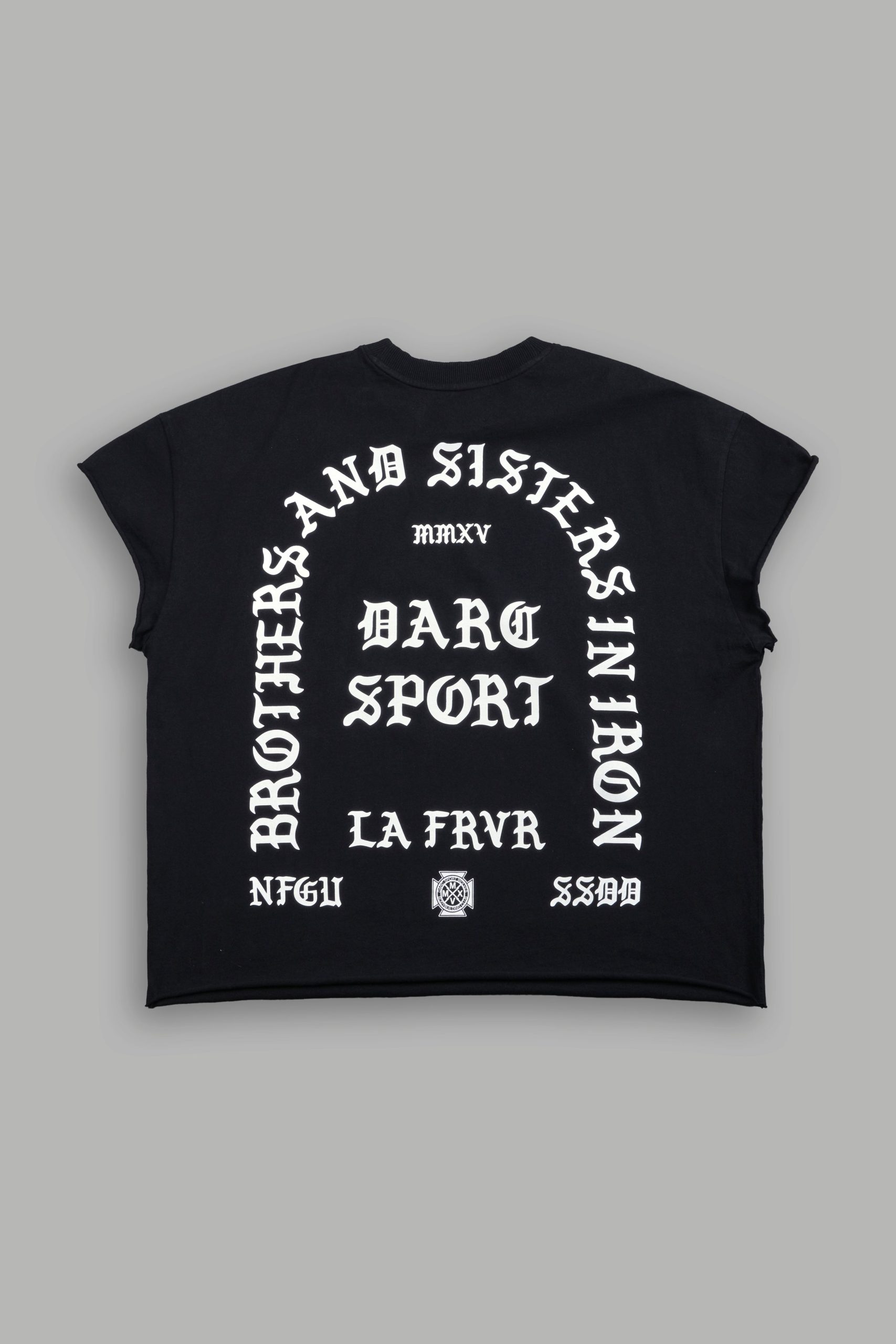 La Cherub Grunge Mid Length Raw Hem Cap Sleeve Tee in Black