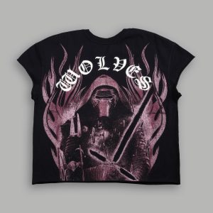 Crossguard's Fury Grunge Mid Length Raw Hem Cap Sleeve Tee in Black