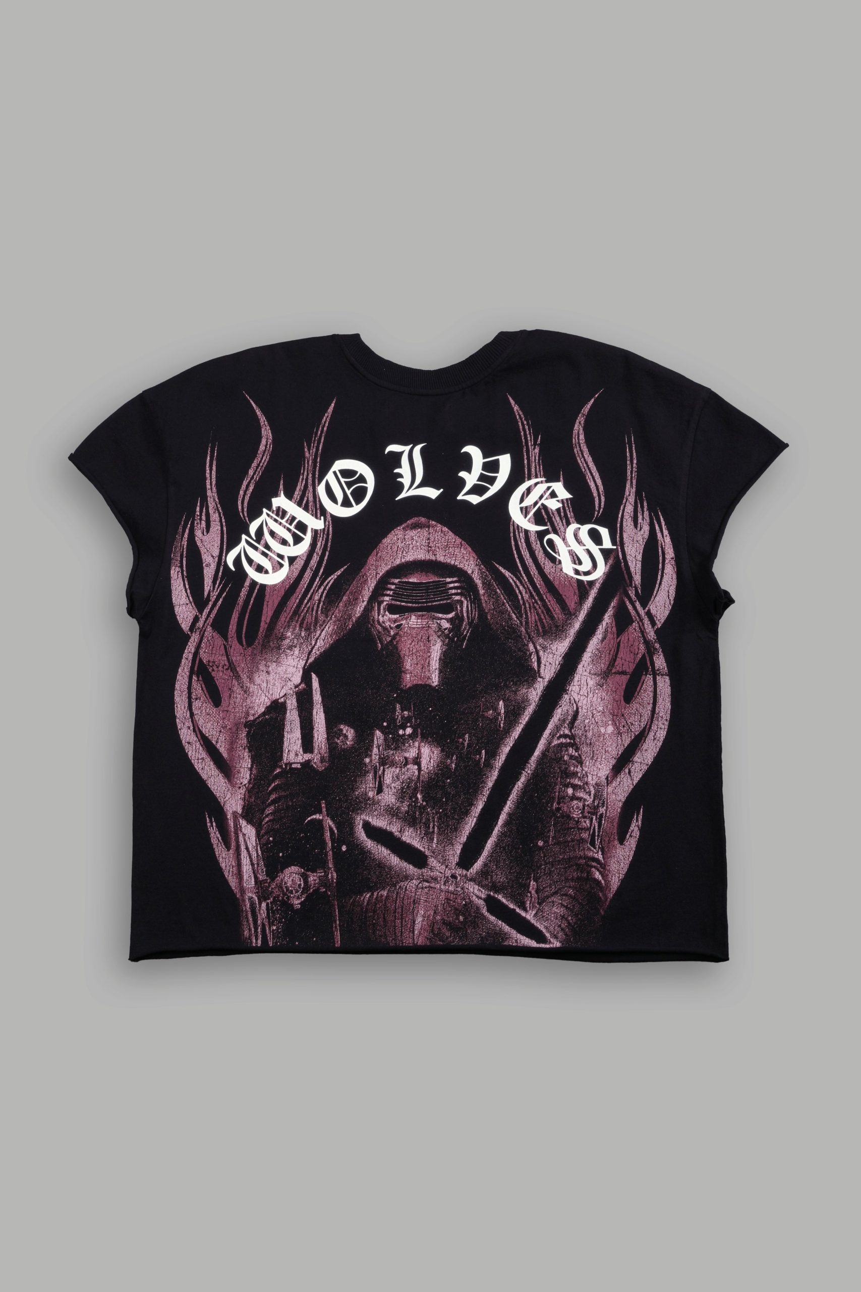 Crossguard's Fury Grunge Mid Length Raw Hem Cap Sleeve Tee in Black