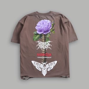 Mori Rose Distressed Grunge Tee in Mojave Brown Drift Wash