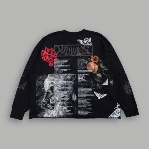Wolves Valor Grunge Mid Length Raw Hem Ls Tee in Black