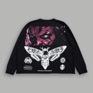 The Shadow Grunge Mid Length Raw Hem Ls Tee in Black