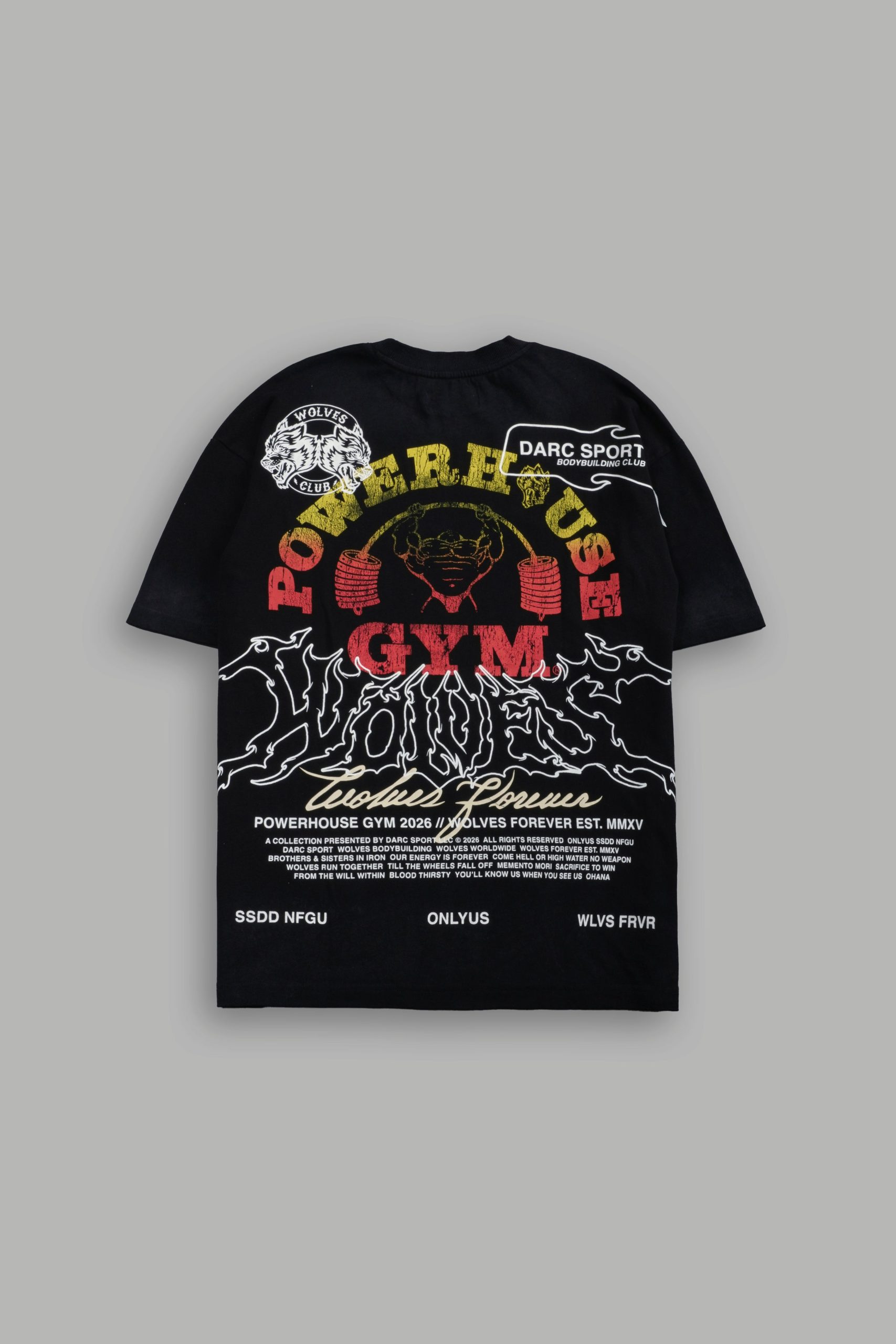 Powerhouse Hesh Premium Oversized Tee in Black Drift Wash