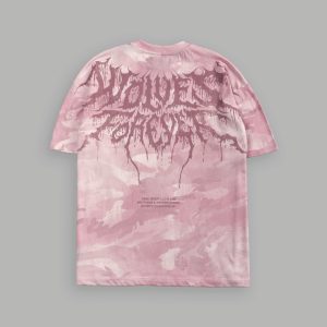 Drip Hesh WLVS FRVR Unisex Premium Oversized Tee in Blush Vintage Woodland Camo