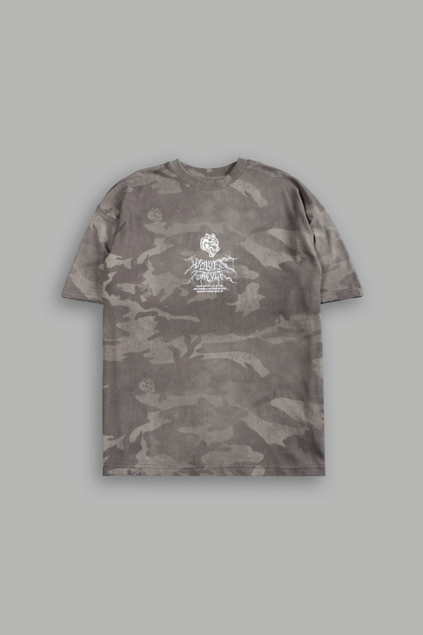 Drip Hesh WLVS FRVR Unisex Premium Oversized Tee in Lush Vintage Woodland Camo - Image 2