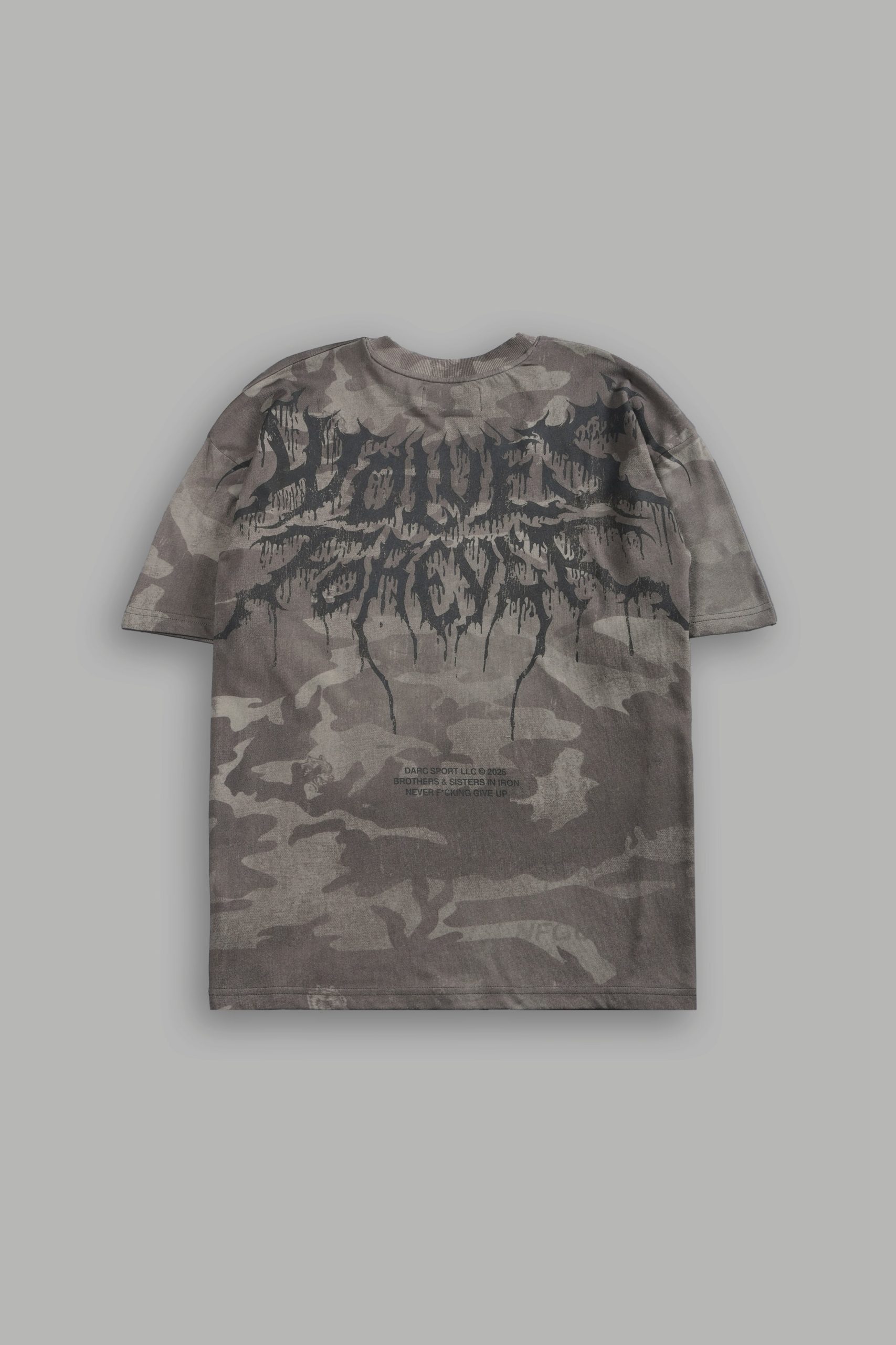 Drip Hesh WLVS FRVR Unisex Premium Oversized Tee in Lush Vintage Woodland Camo