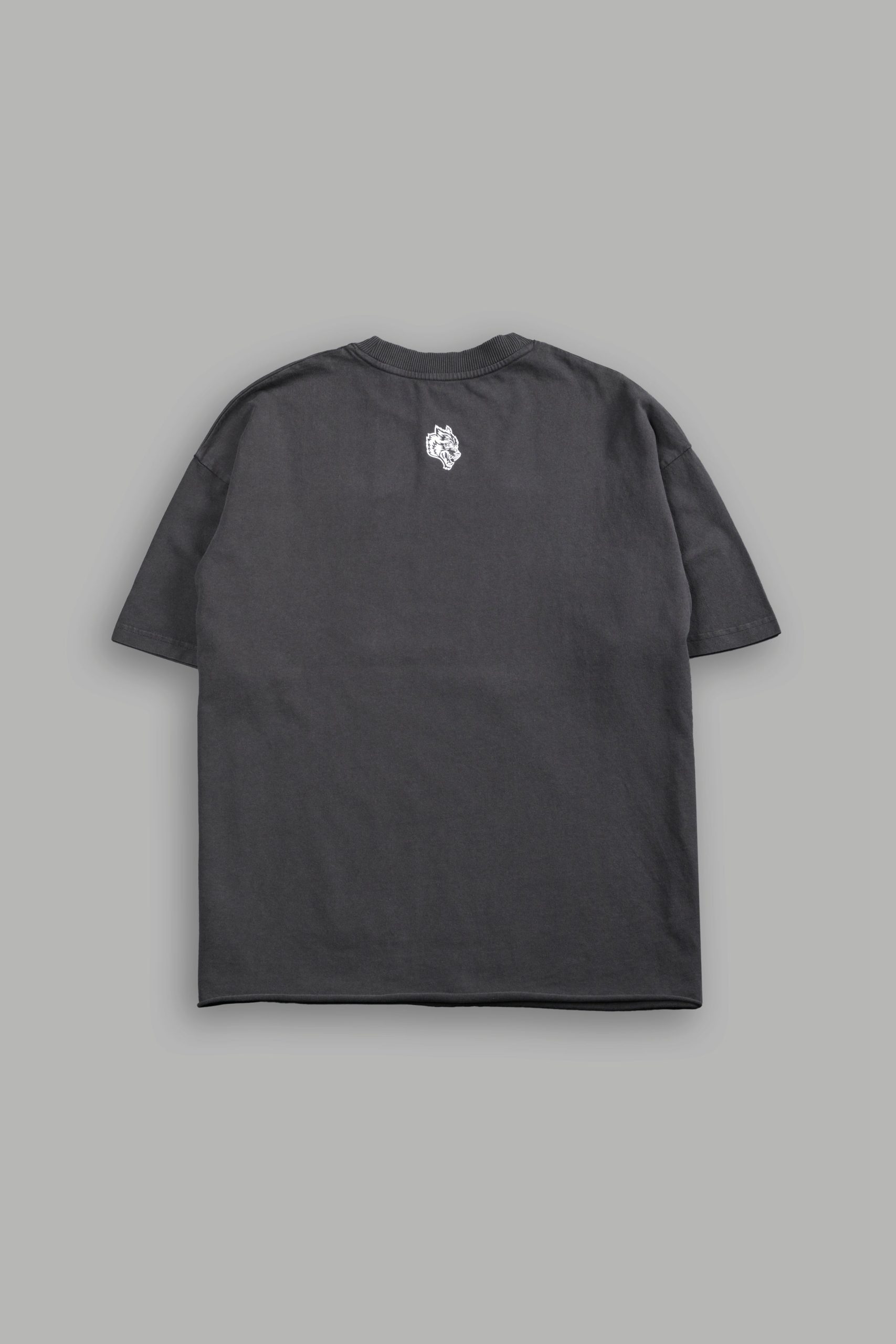 Awakened Power Grunge Mid Length Raw Hem Tee in Wolf Gray - Image 2