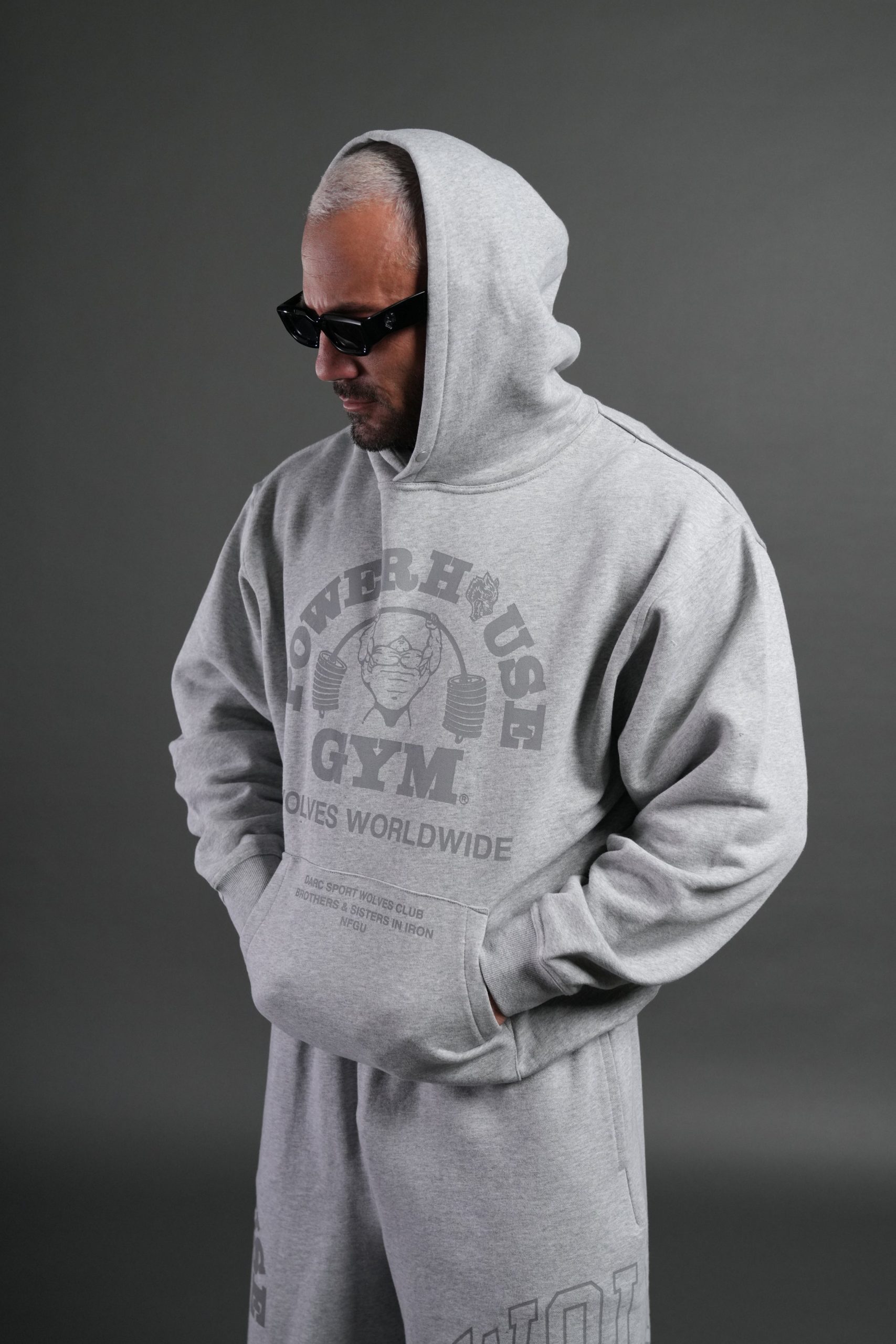 Powerhouse of the Wolves Pierce Hoodie in Light Athletic Gray - Image 4