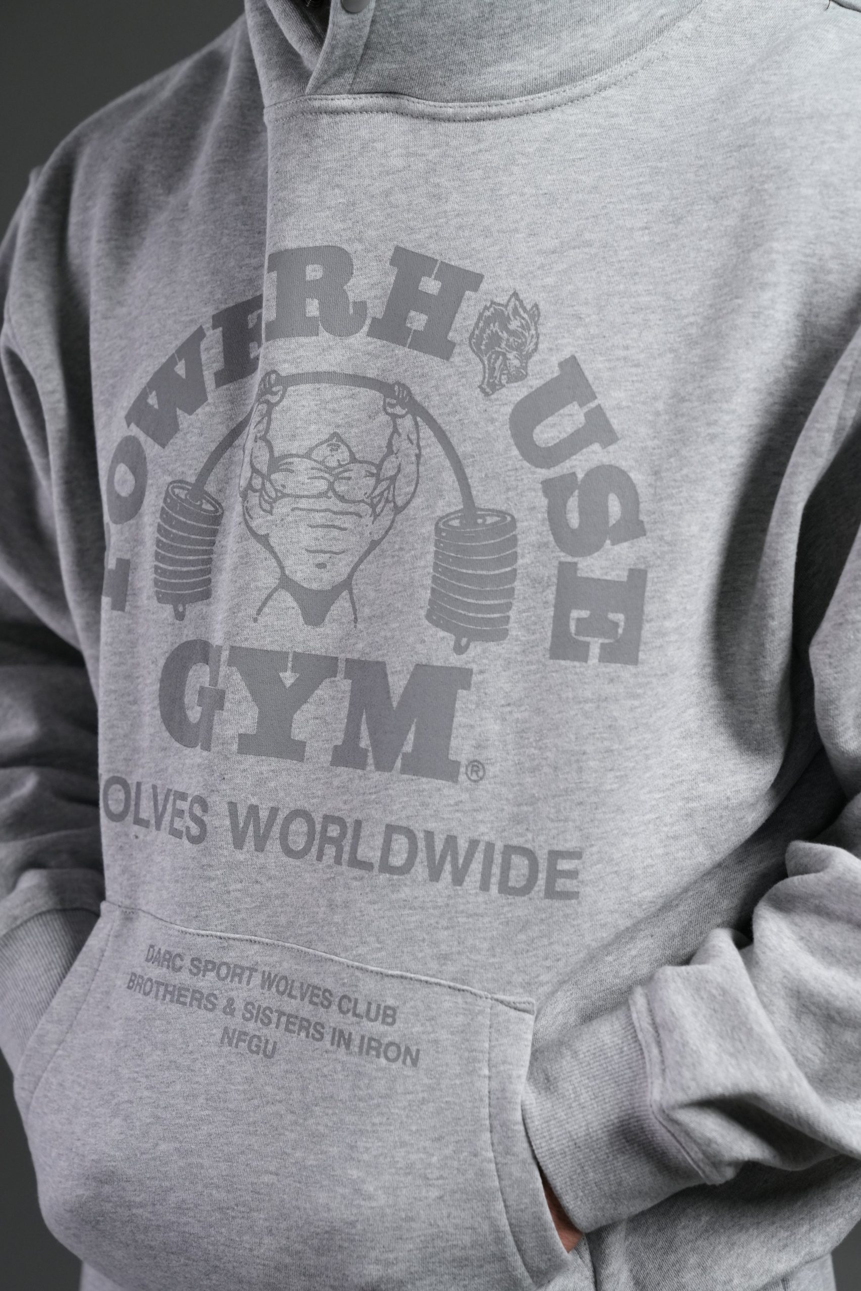 Powerhouse of the Wolves Pierce Hoodie in Light Athletic Gray - Image 7