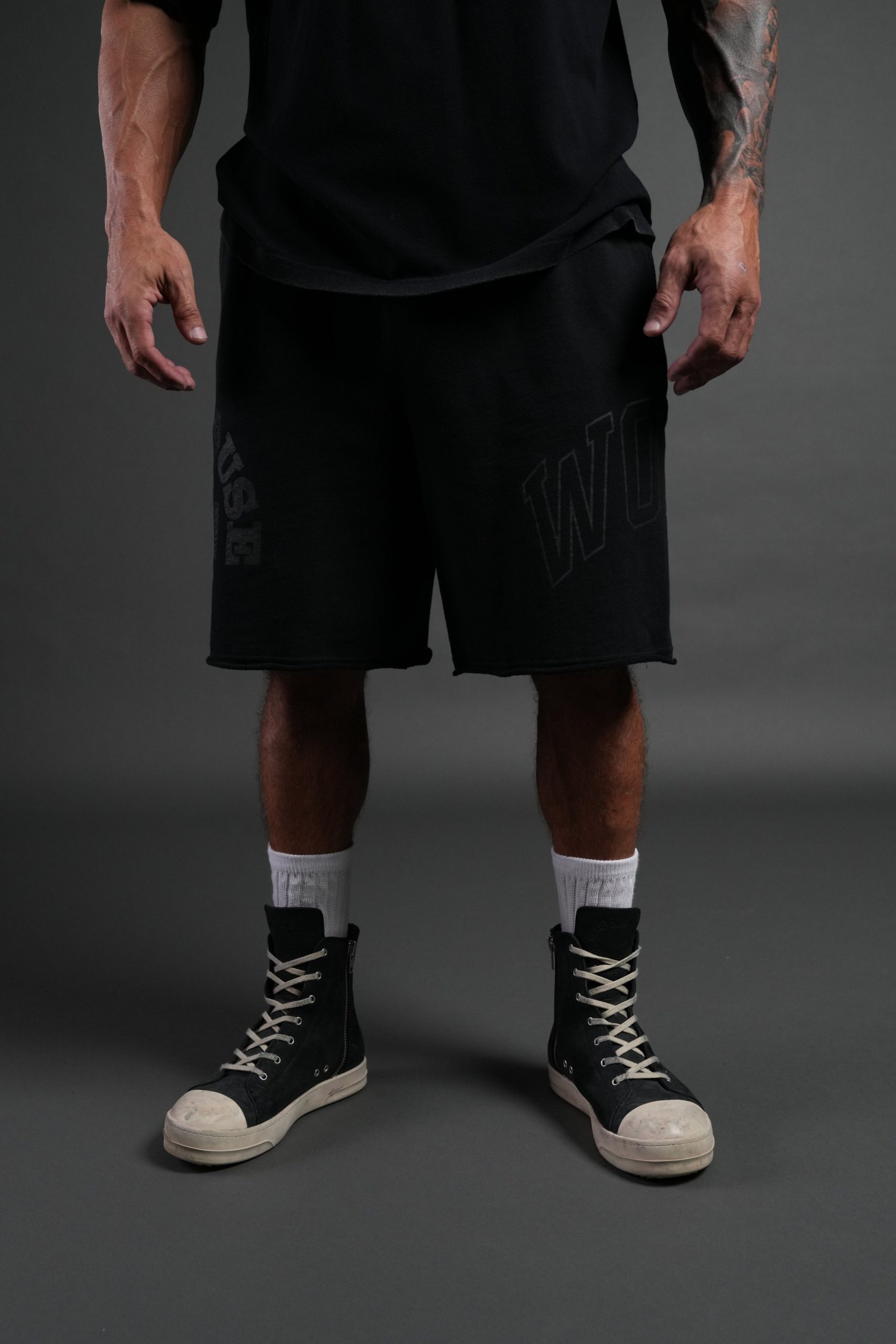 Powerhouse of the Wolves Grunge Brock Sweat Shorts in Black - Image 2