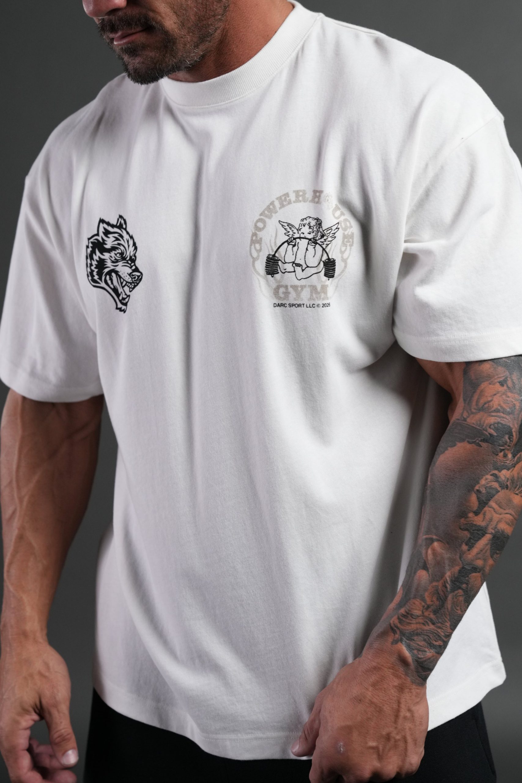 Powerhouse of the Cherub Unisex Premium Oversized Tee in Cream - Image 11