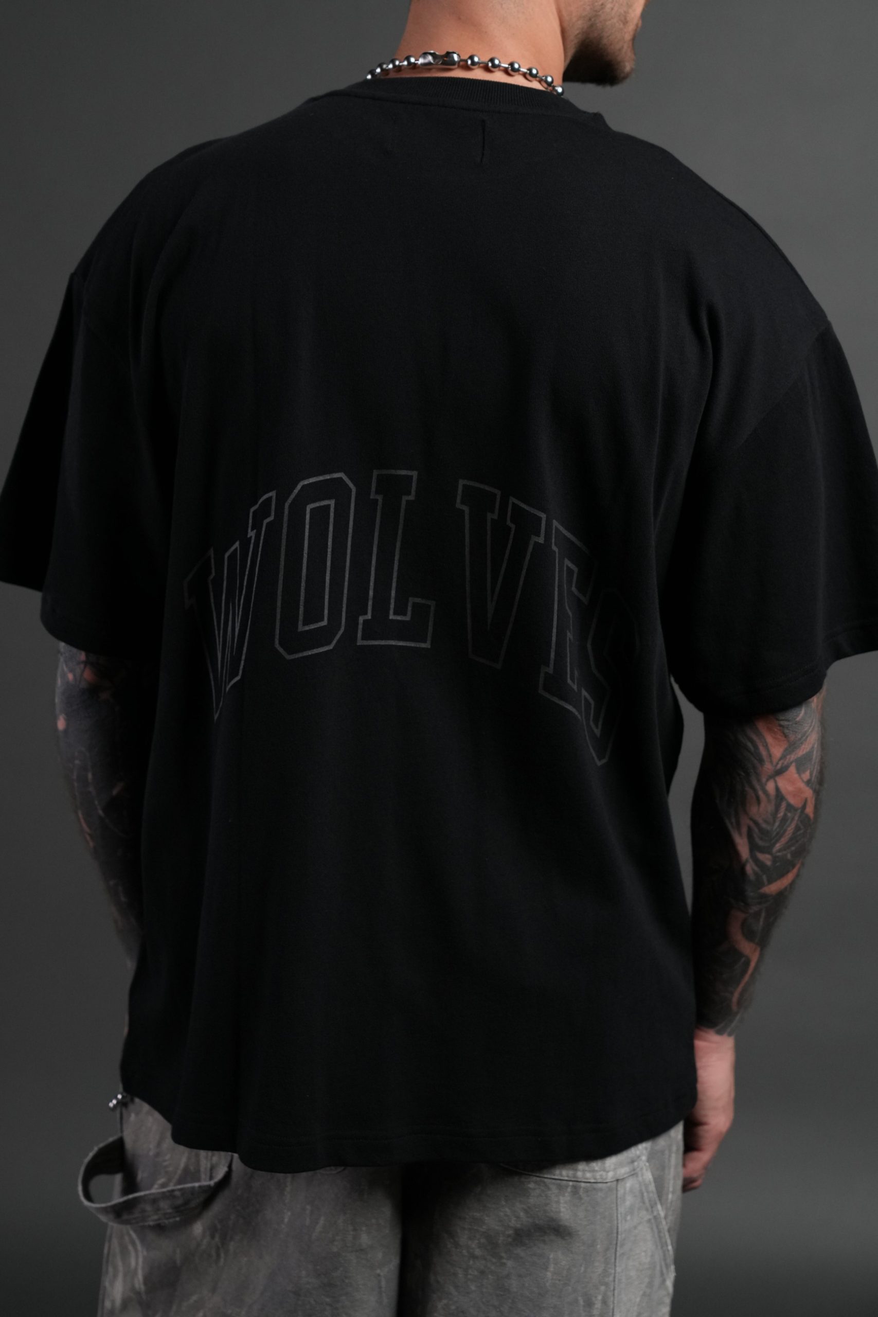 Powerhouse of the Wolves Premium Oversized Tee in Black - Image 8