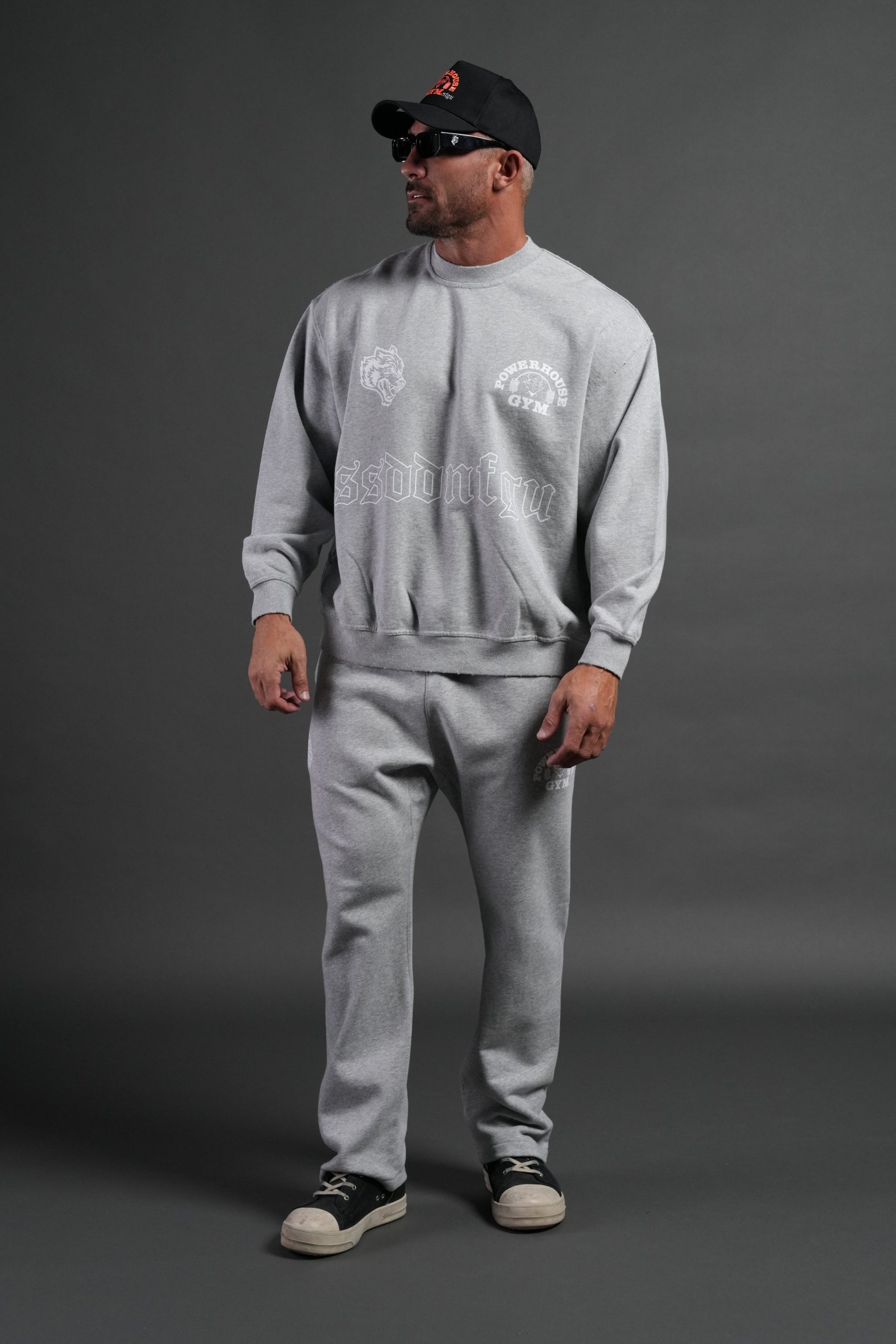 Powerhouse Moth Destroyed Oversized London Crewneck in Light Athletic Gray - Image 5