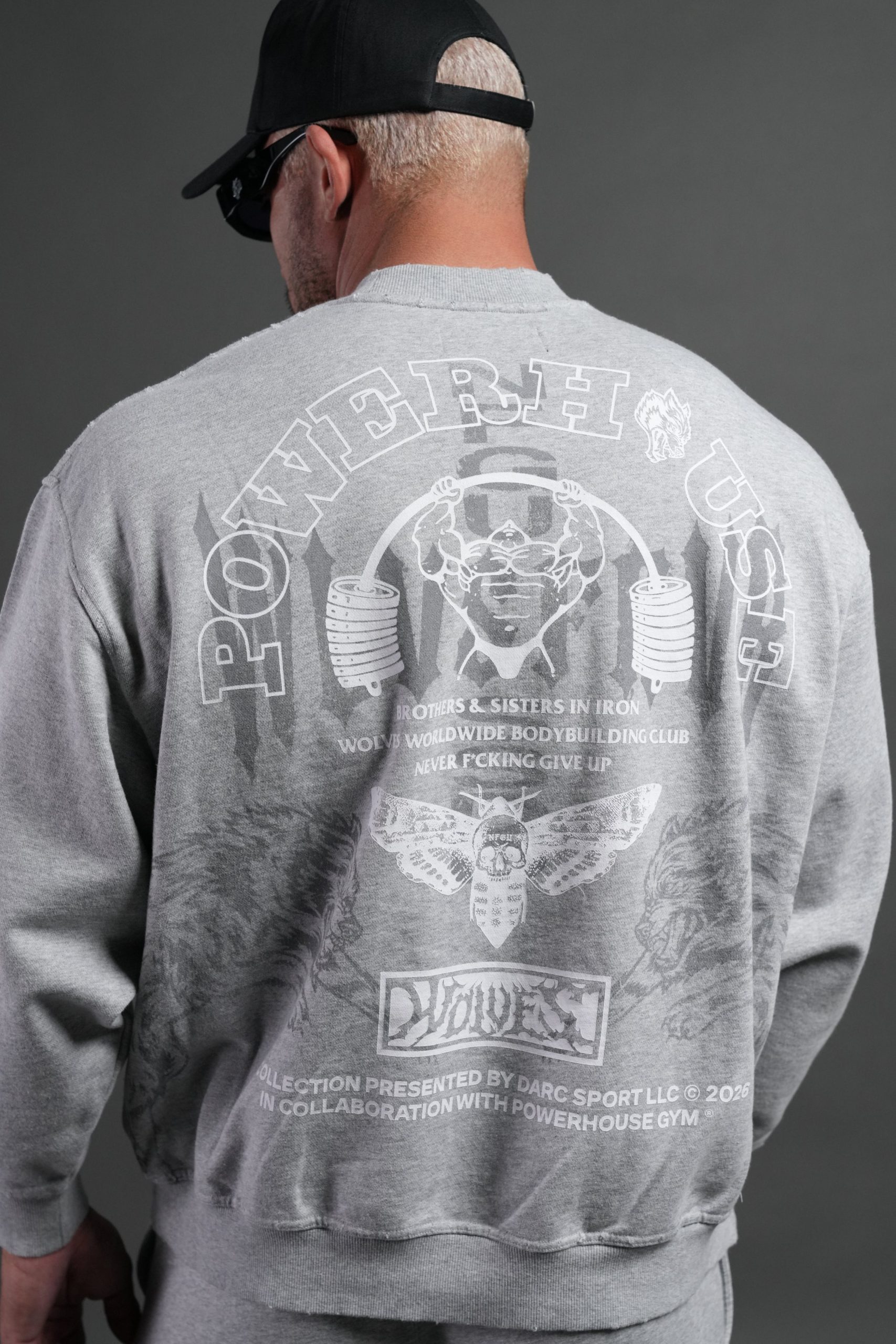 Powerhouse Moth Destroyed Oversized London Crewneck in Light Athletic Gray - Image 8