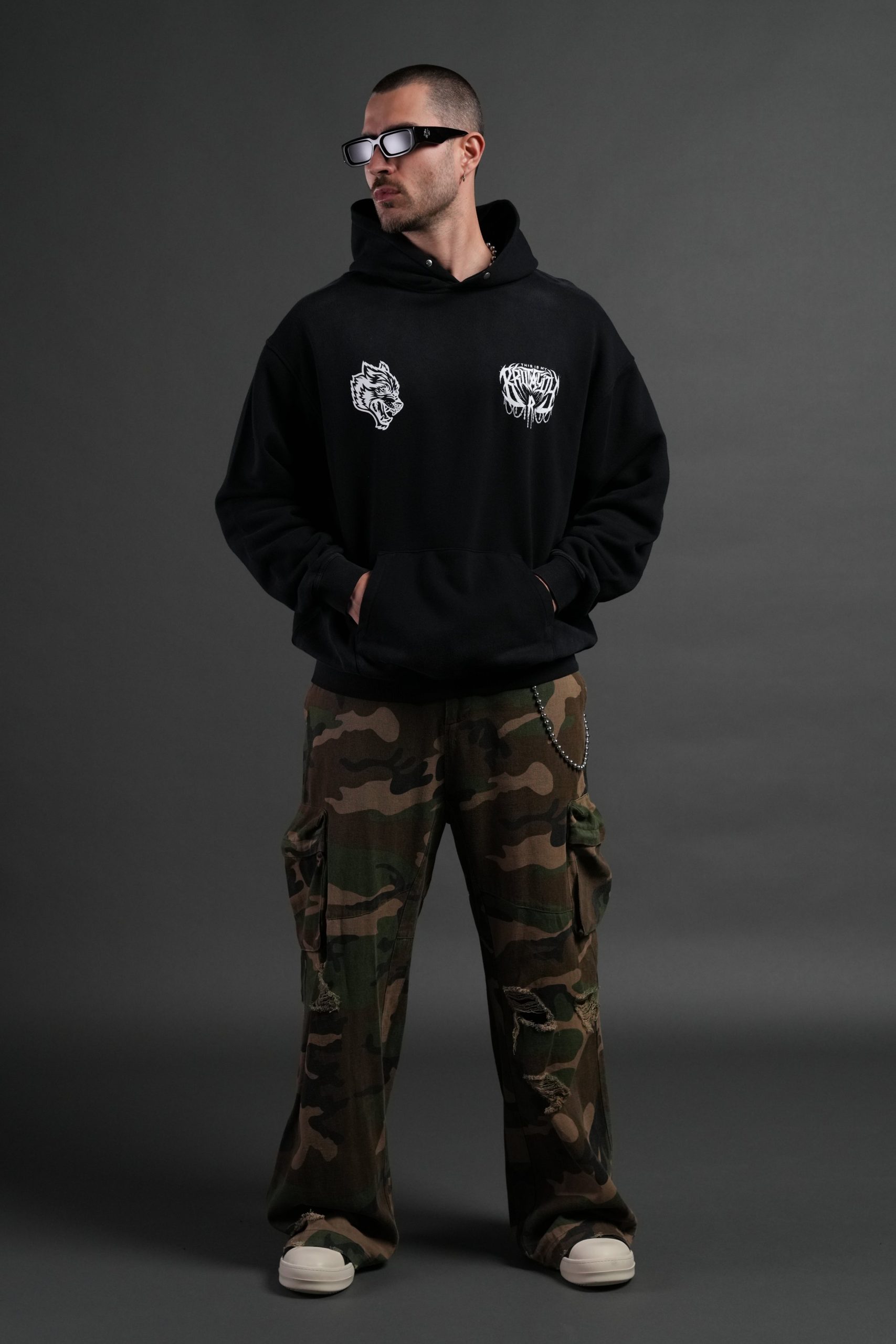 Brutality NFGU Unisex Pierce Hoodie in Black Drift Wash - Image 11