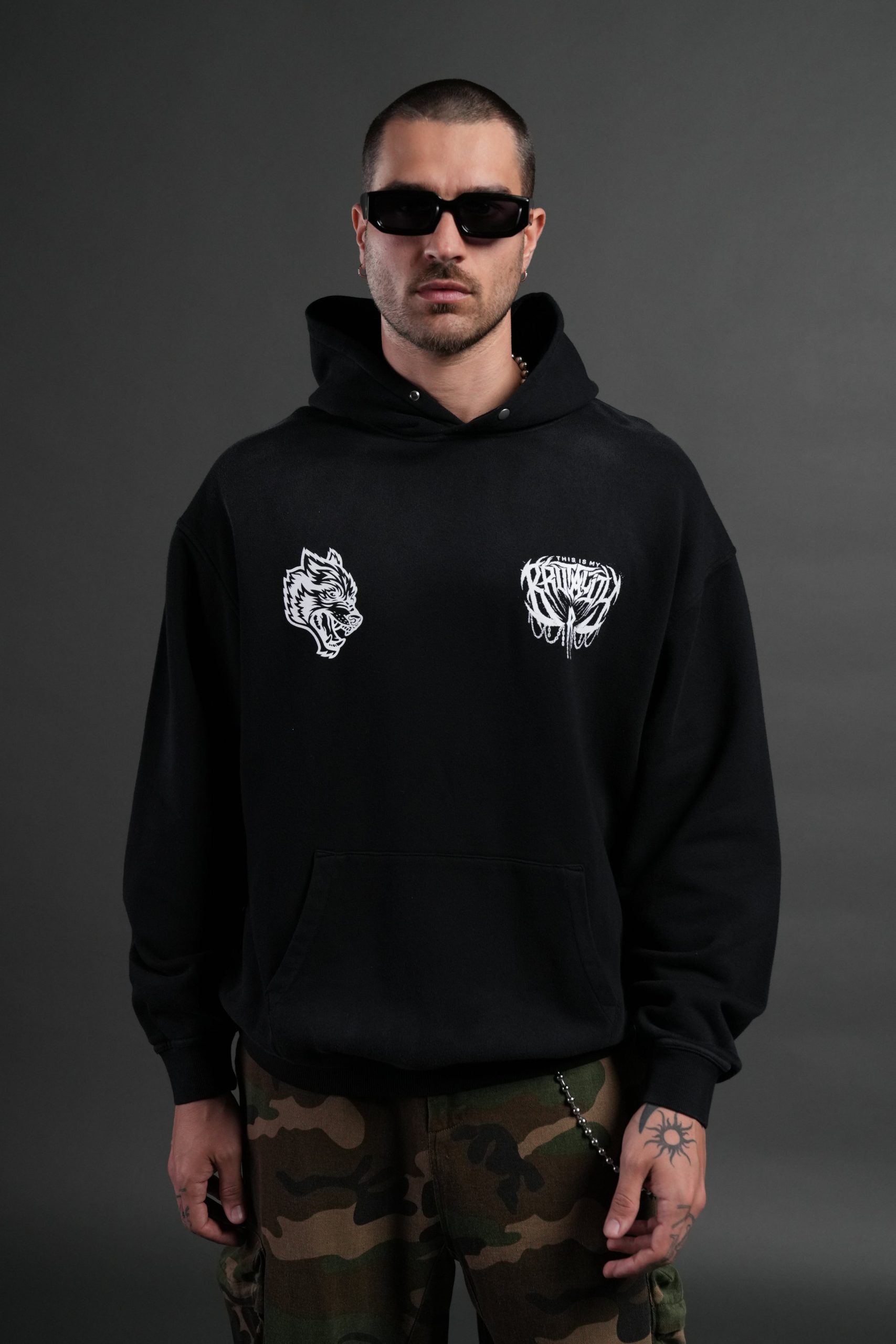 Brutality NFGU Unisex Pierce Hoodie in Black Drift Wash - Image 9