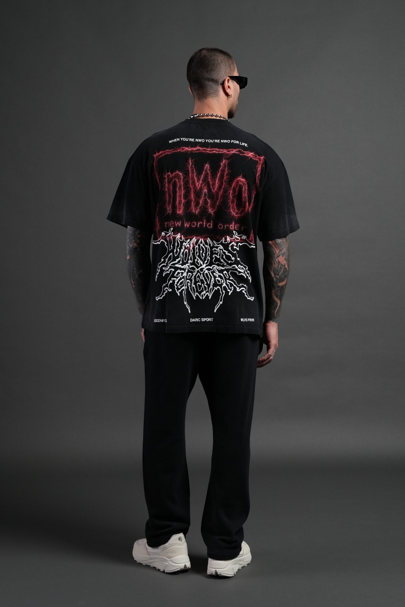 NWO Lightning Premium Oversized Tee in Black Drift Wash - Image 6