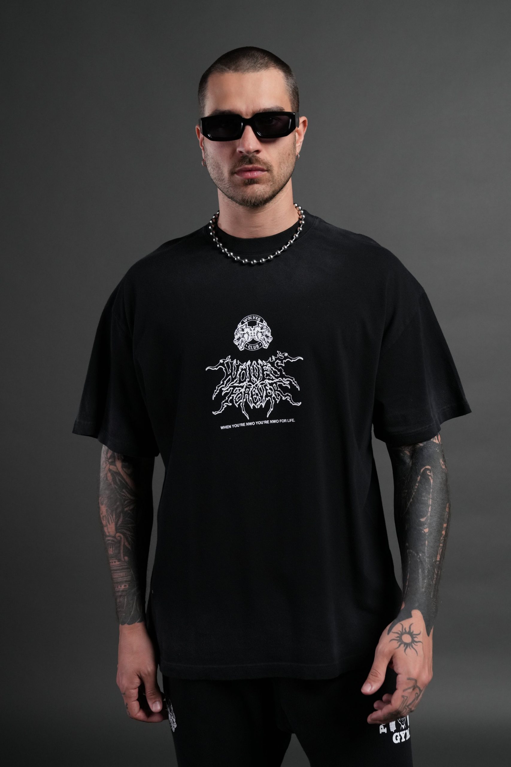 NWO Lightning Premium Oversized Tee in Black Drift Wash - Image 2