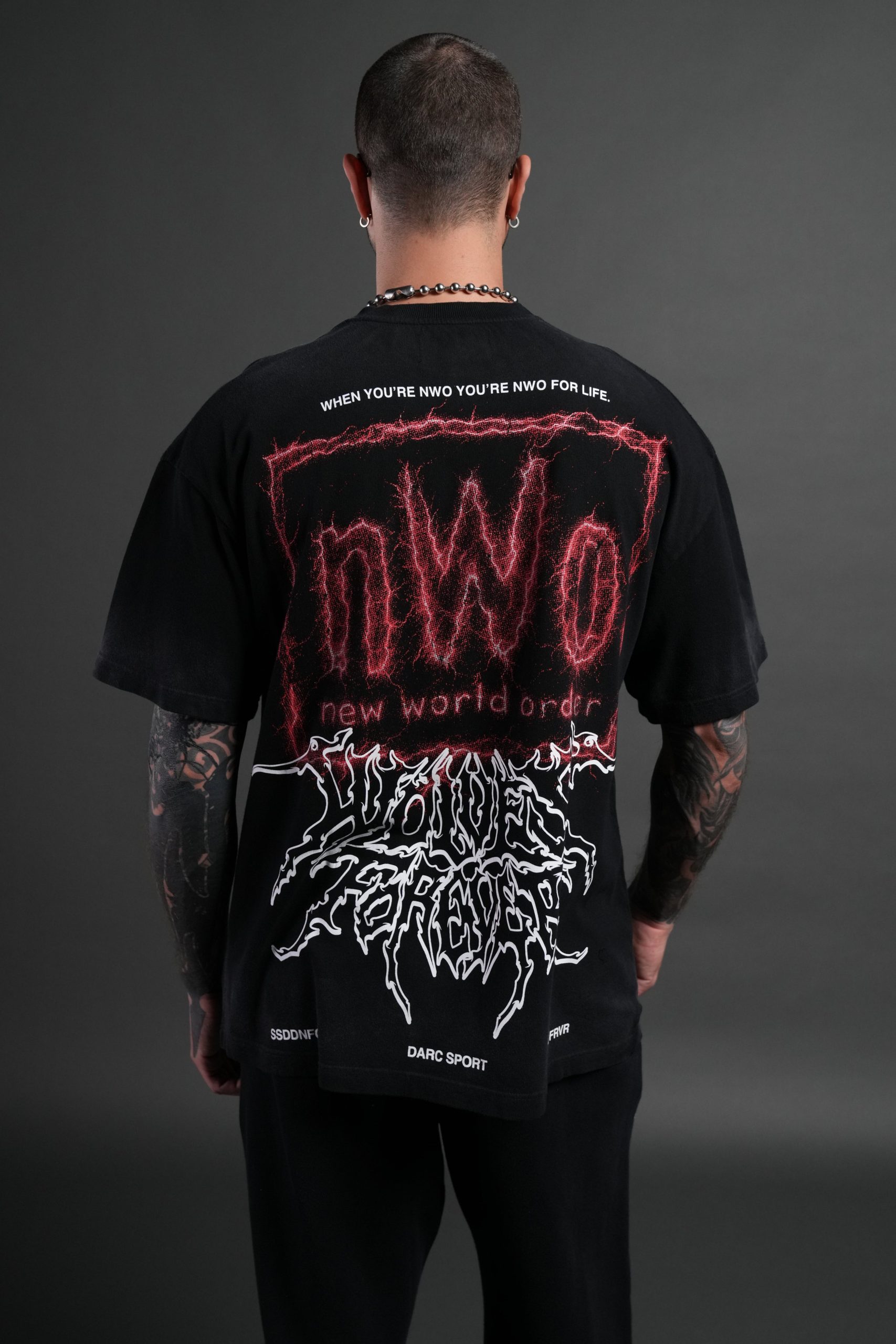 NWO Lightning Premium Oversized Tee in Black Drift Wash - Image 4