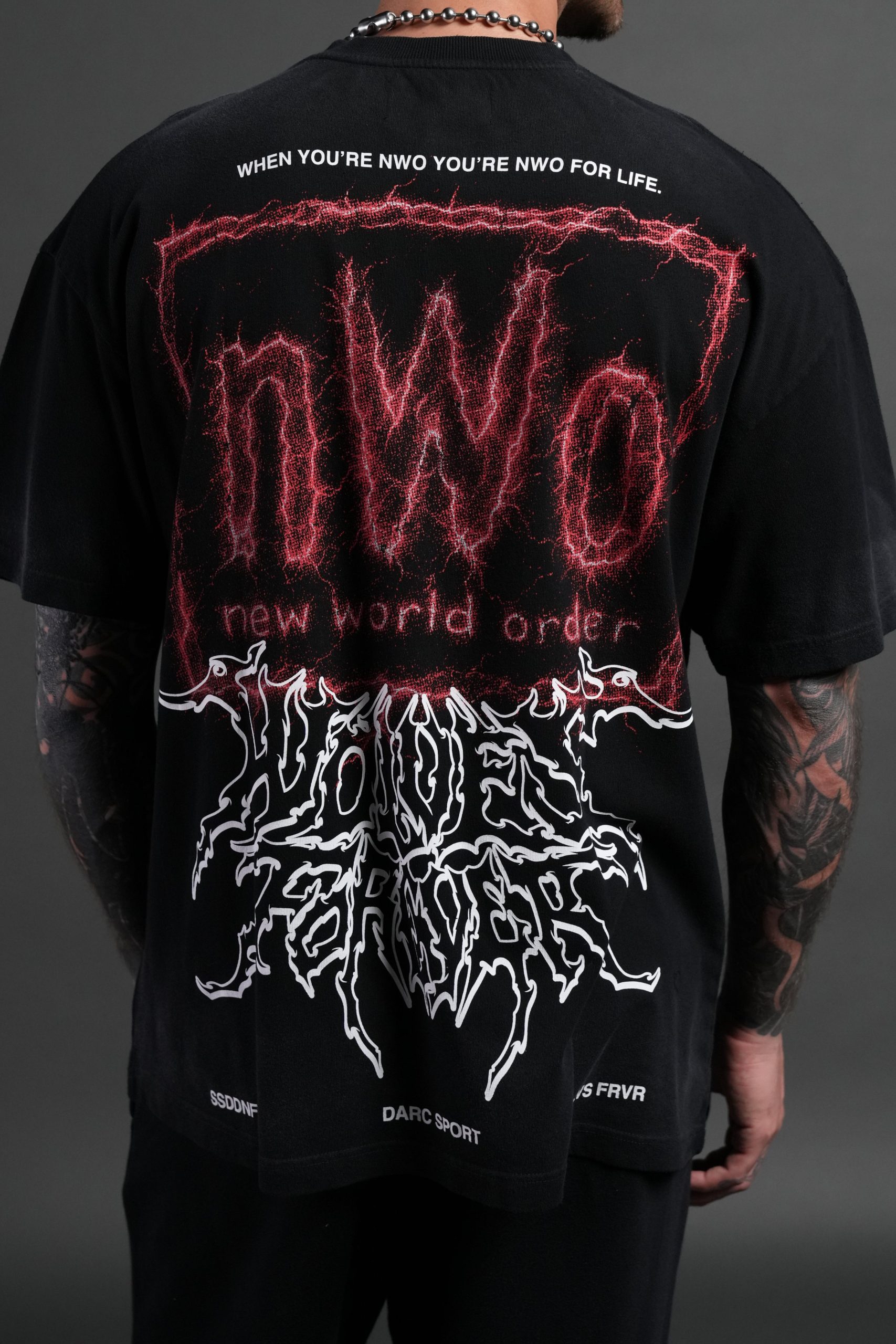 NWO Lightning Premium Oversized Tee in Black Drift Wash - Image 8