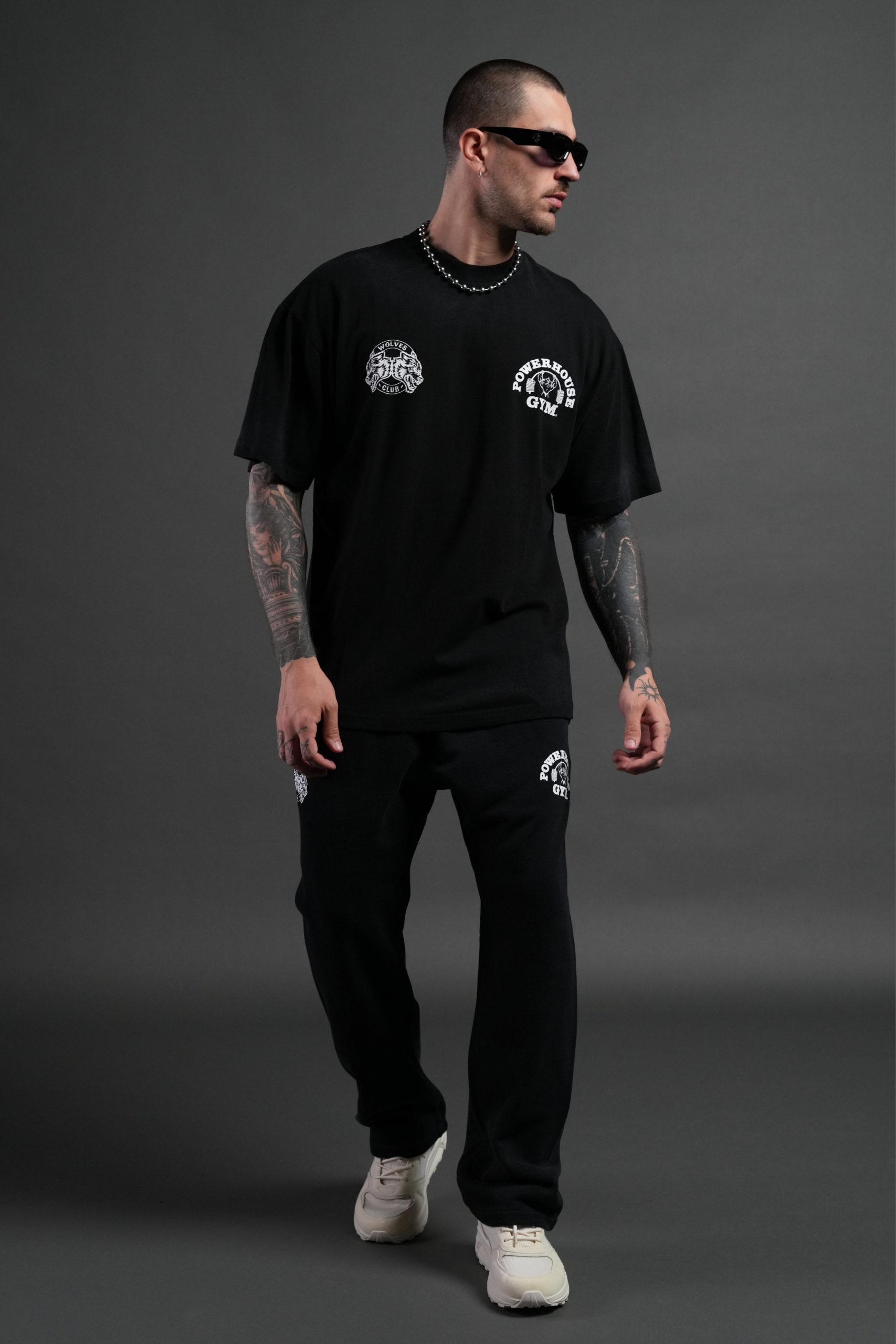 Powerhouse Hesh Premium Oversized Tee in Black Drift Wash - Image 5