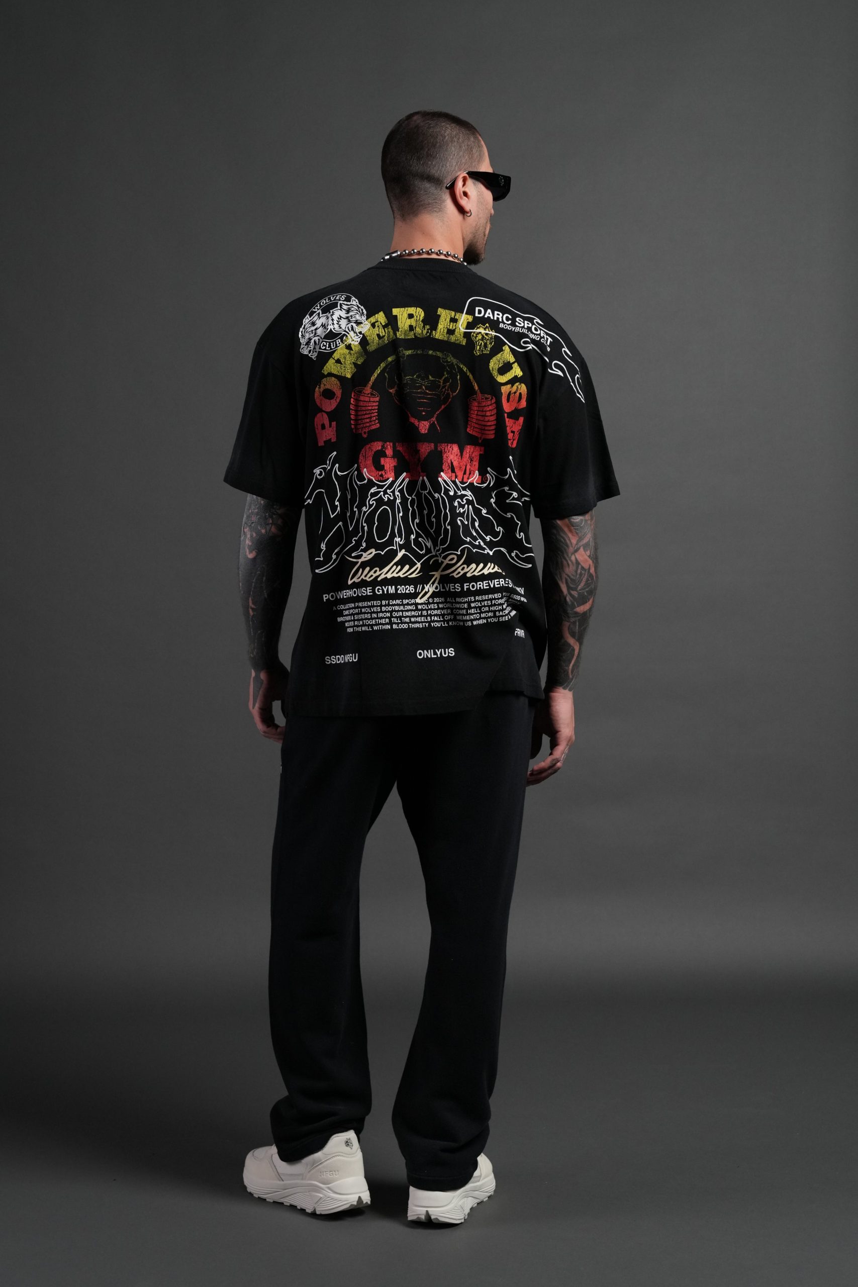 Powerhouse Hesh Premium Oversized Tee in Black Drift Wash - Image 6