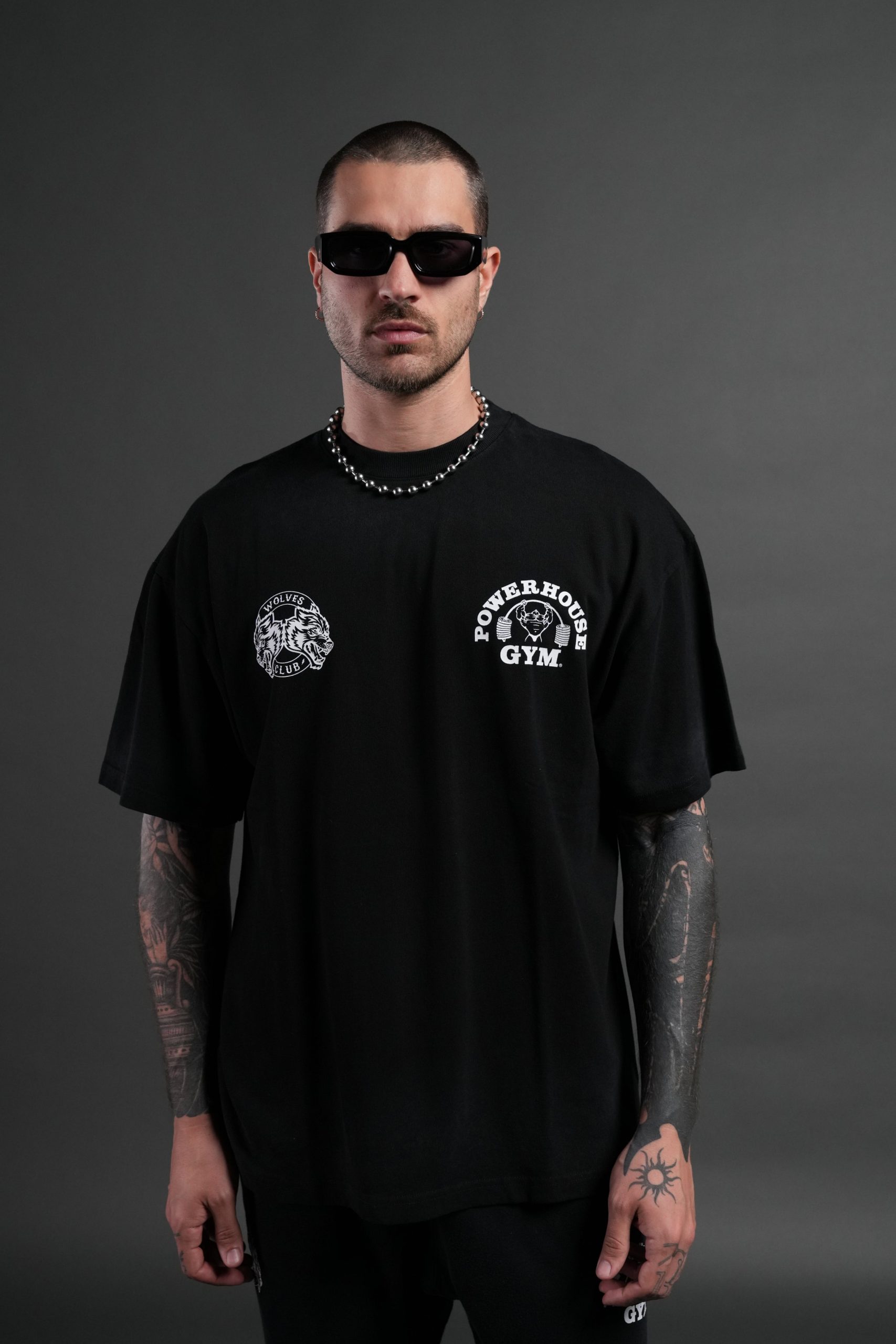 Powerhouse Hesh Premium Oversized Tee in Black Drift Wash - Image 2