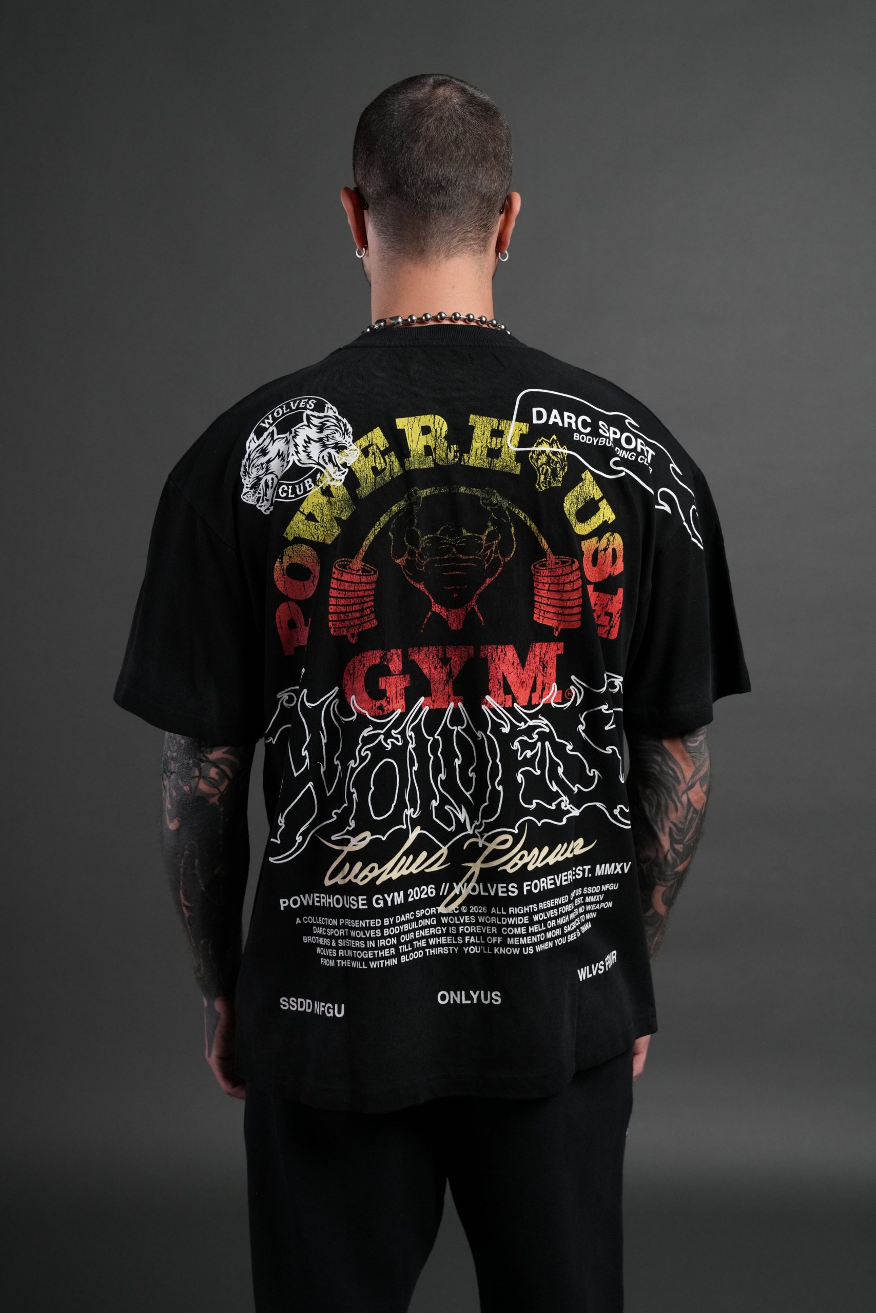 Powerhouse Hesh Premium Oversized Tee in Black Drift Wash - Image 4