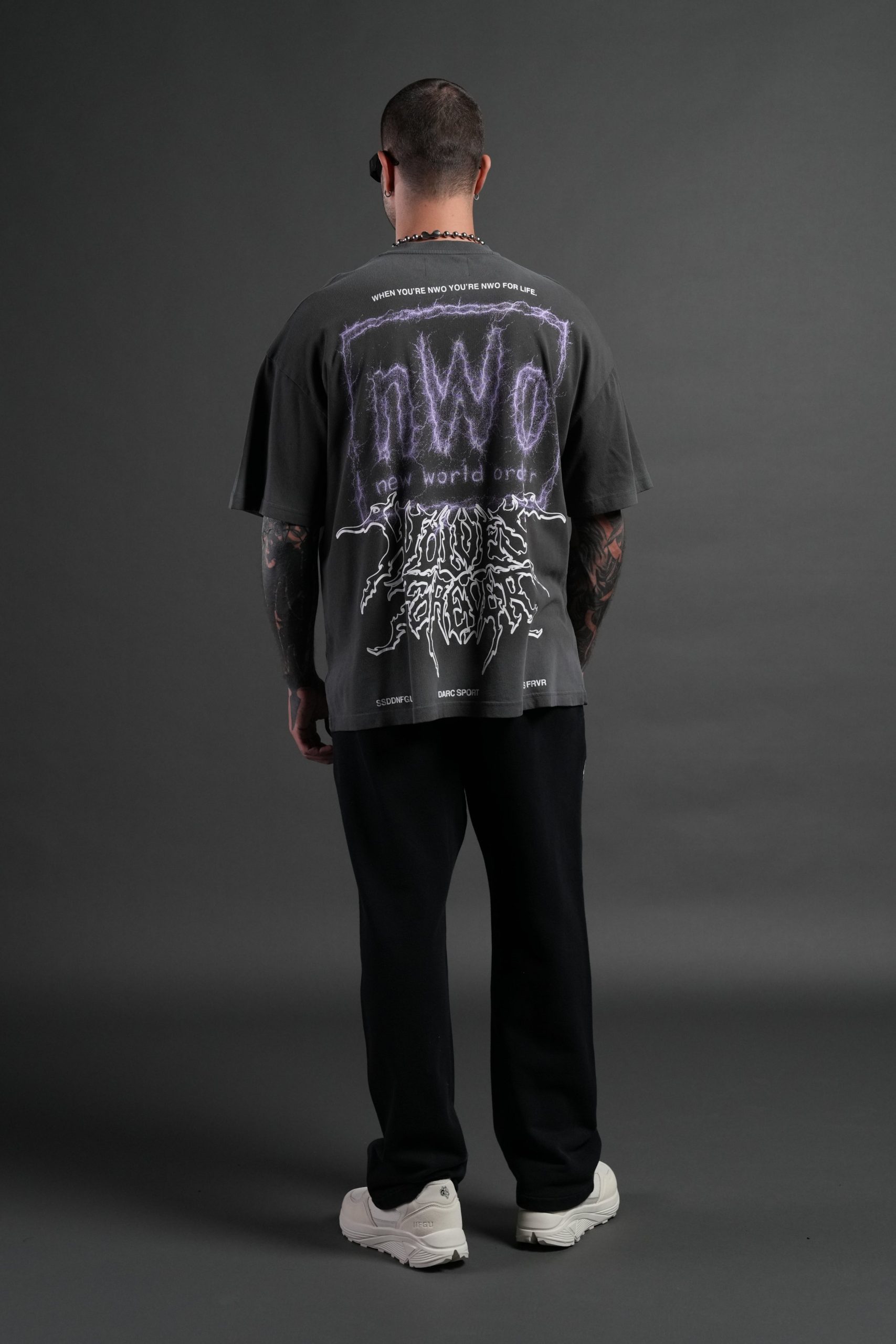 NWO Lightning Premium Oversized Tee in Wolf Gray Drift Wash - Image 6