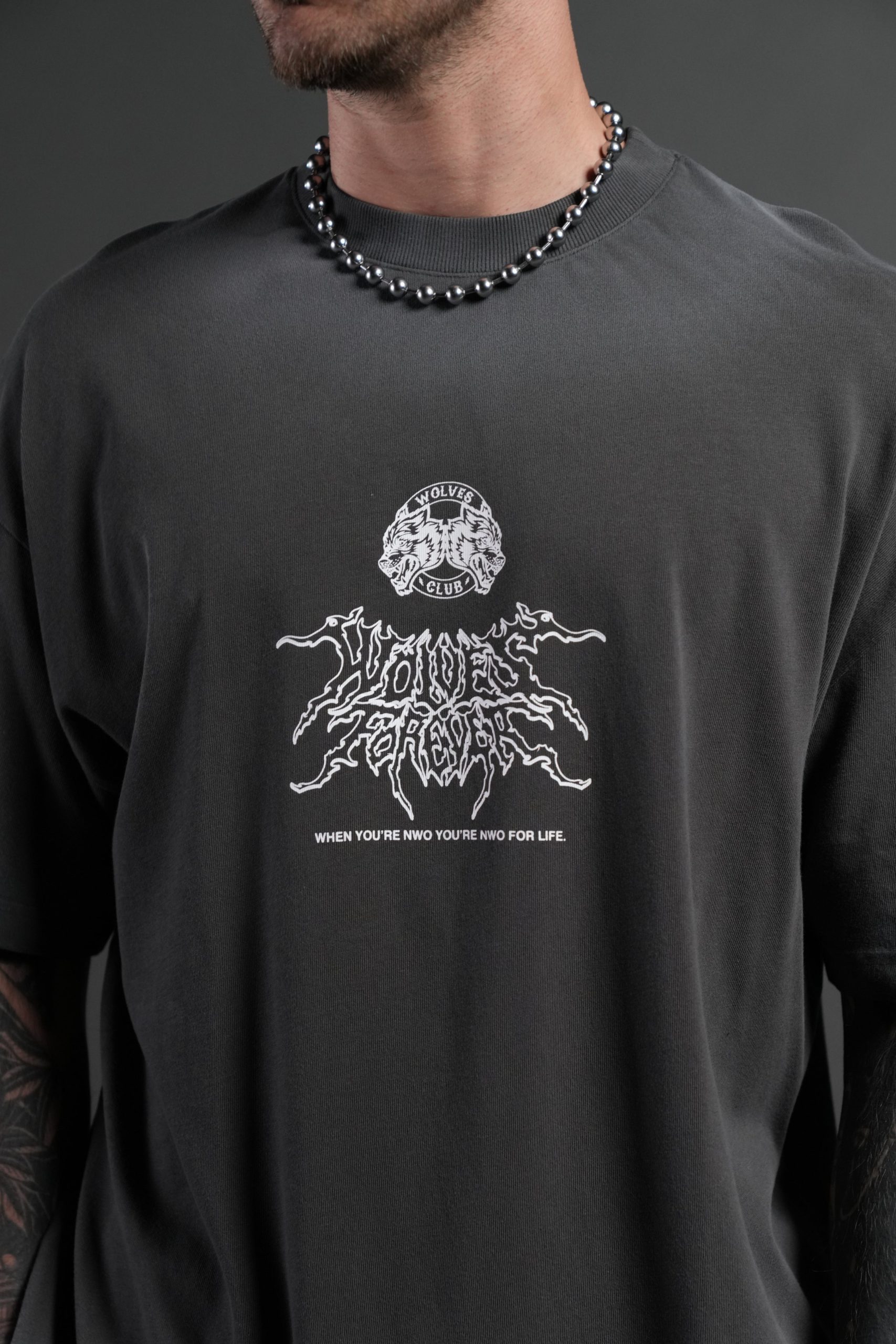 NWO Lightning Premium Oversized Tee in Wolf Gray Drift Wash - Image 7
