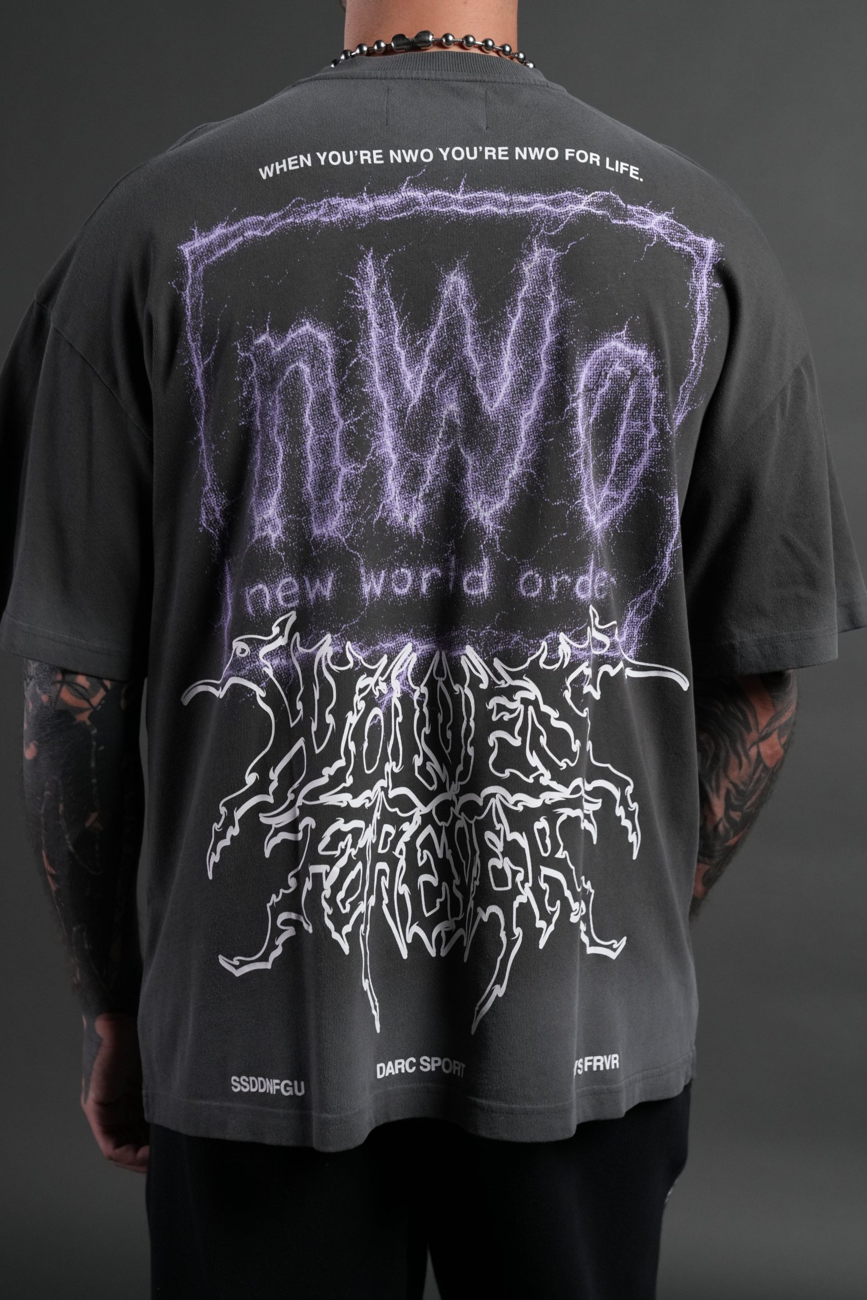 NWO Lightning Premium Oversized Tee in Wolf Gray Drift Wash - Image 8