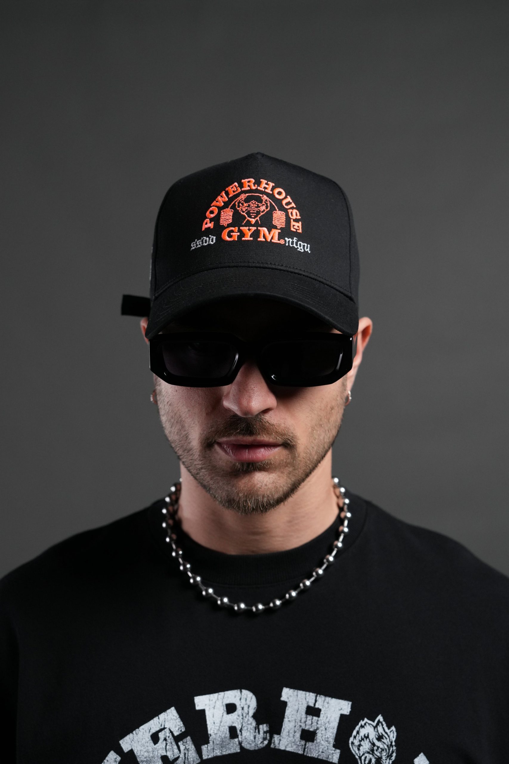 Powerhouse Wolves 5 Panel Hat in Black - Image 2