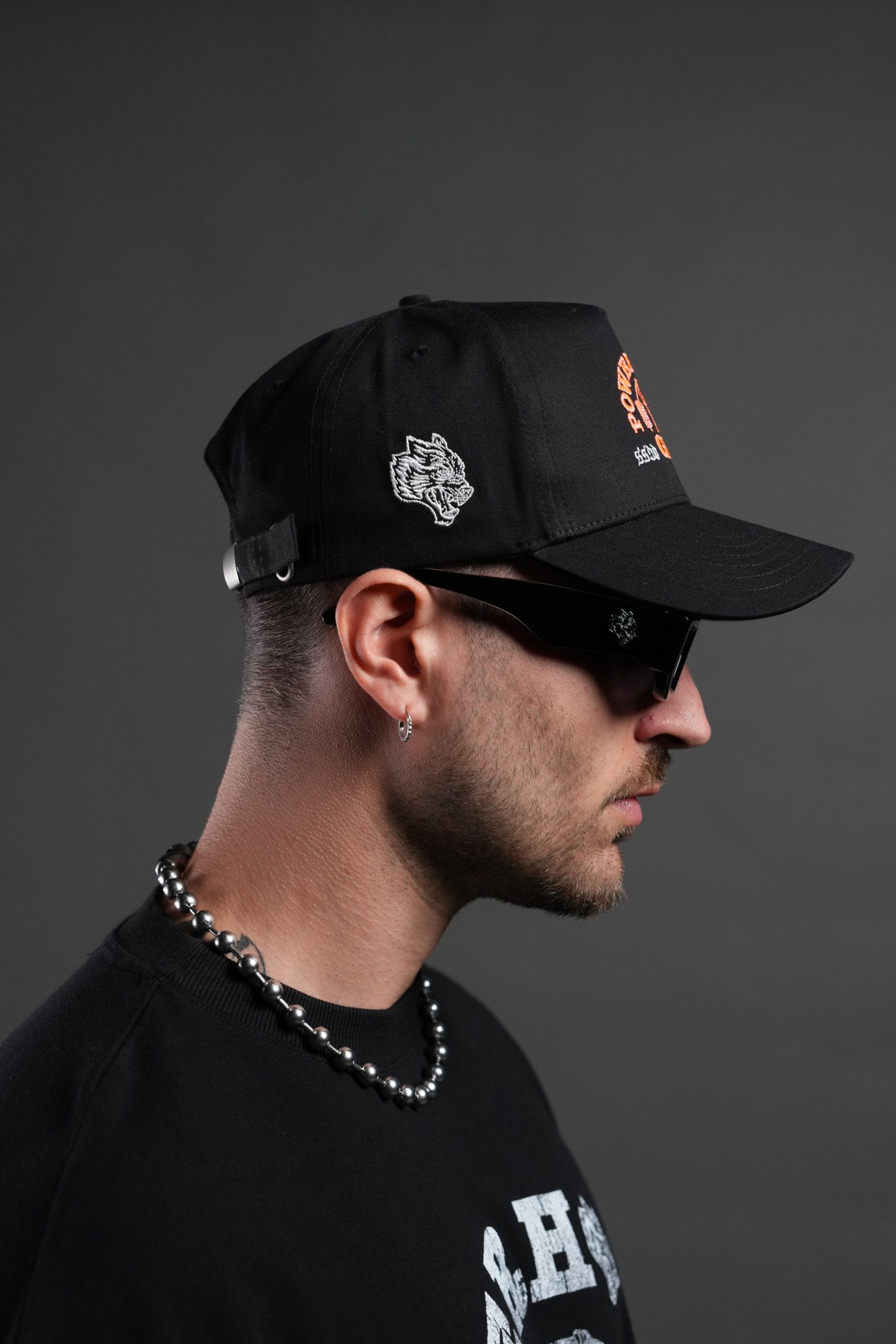 Powerhouse Wolves 5 Panel Hat in Black - Image 5