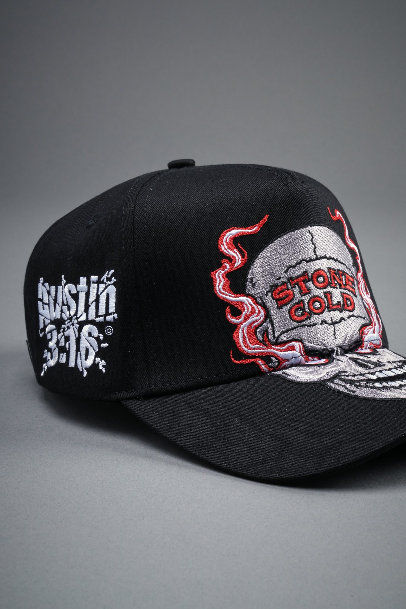 Stone Cold Big Skull 5 Panel Hat in Black - Image 4