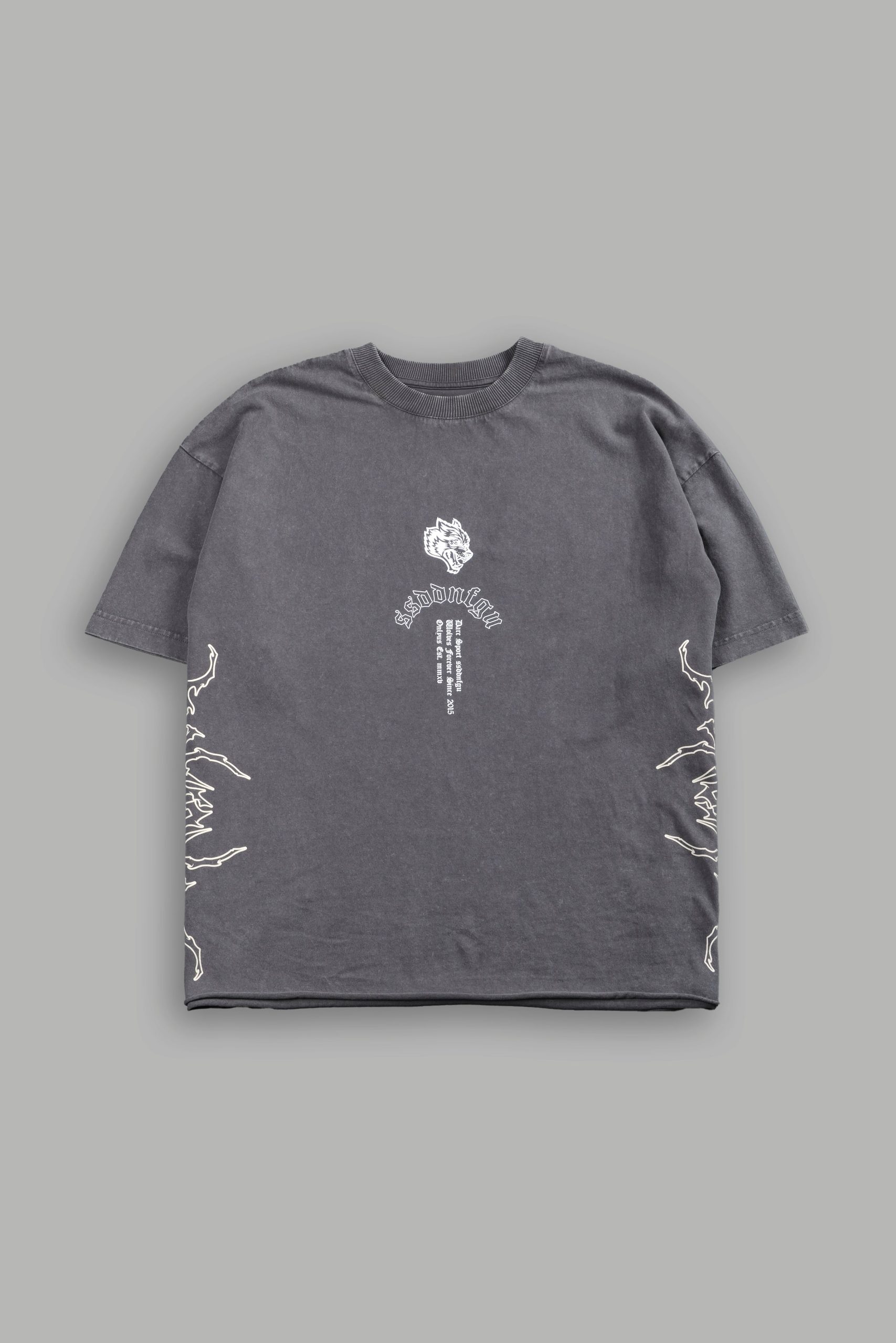Reaper Tour Grunge Mid Length Raw Hem Tee in Slate Gray - Image 3