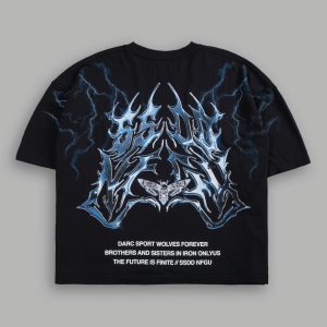 Lightning Strike Grunge Box Cut Tee in Black