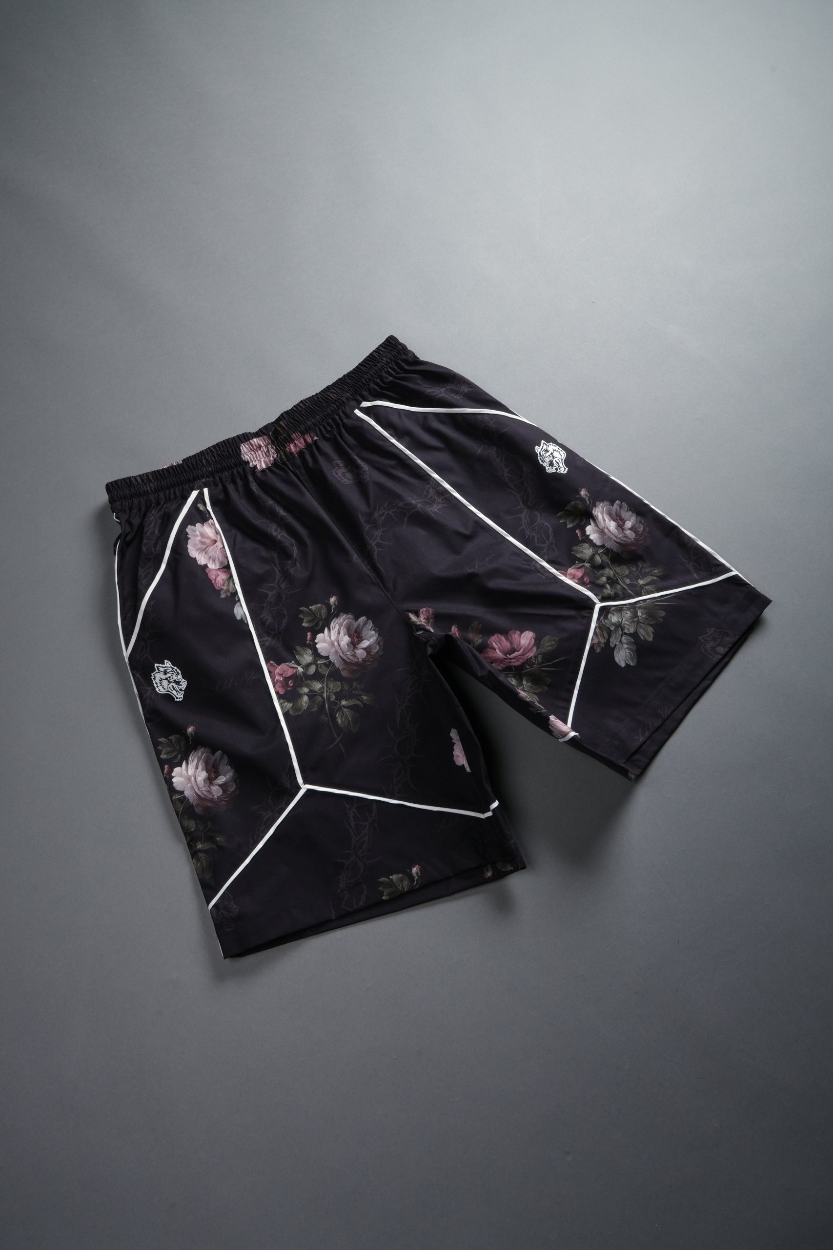 Dual Mens Quinn Track Shorts in Black Rose Thorn - Image 5