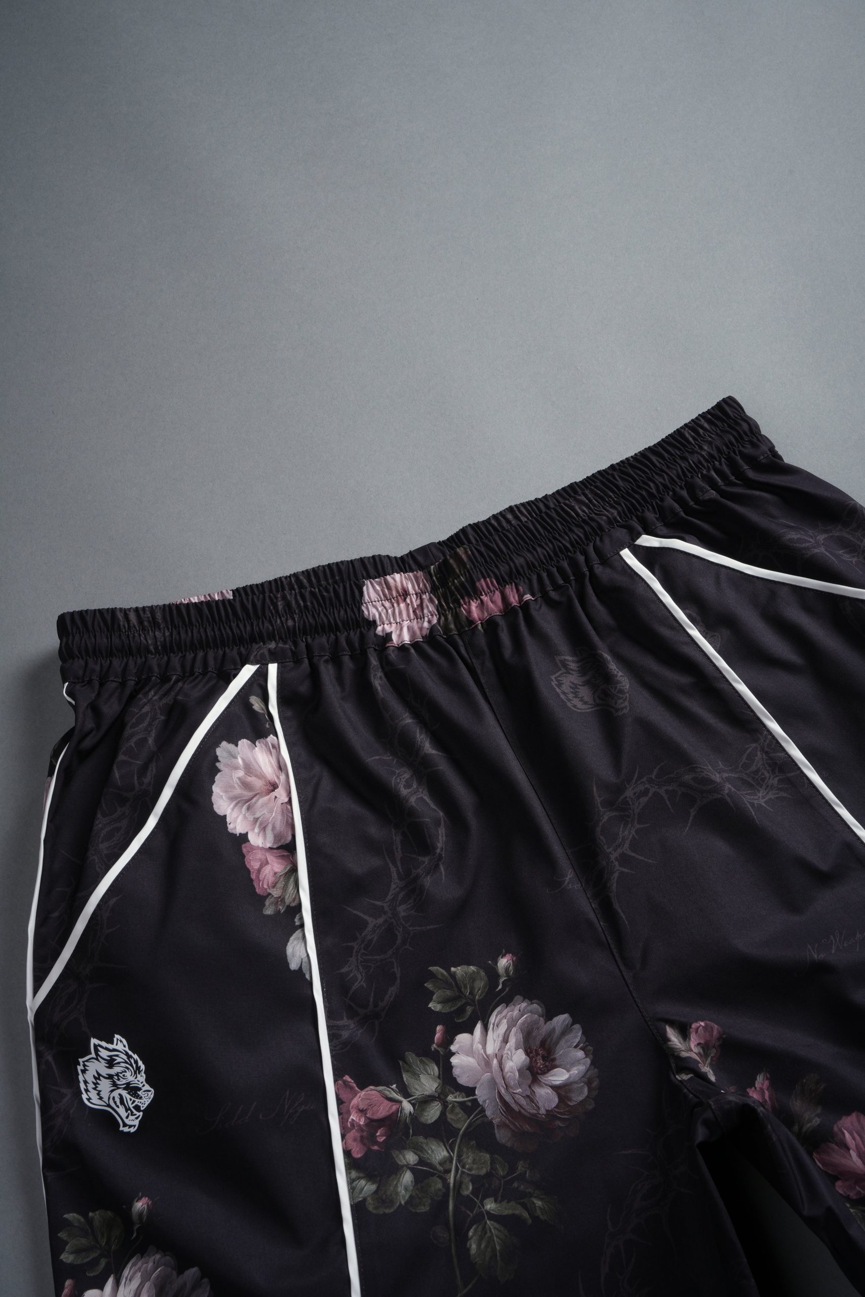 Dual Mens Quinn Track Shorts in Black Rose Thorn - Image 6